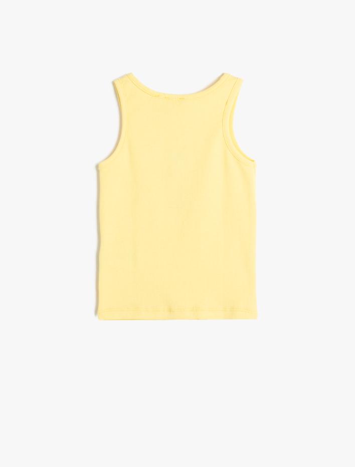 Kız Çocuk Atlet Kolsuz Baskılı Ribanalı Pamuk