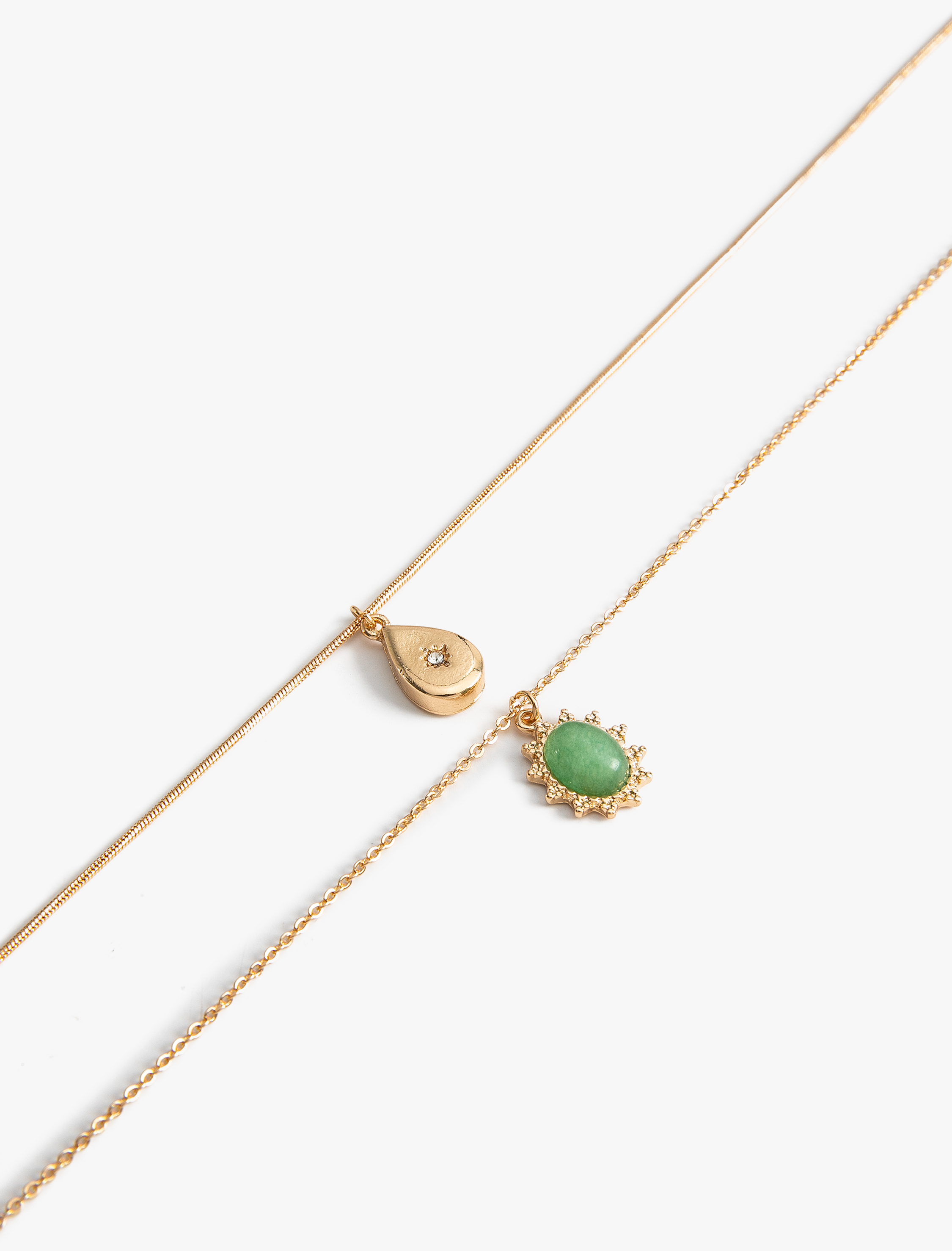  Kadın 2'li Kolye Renkli Kolye Ucu Detaylı