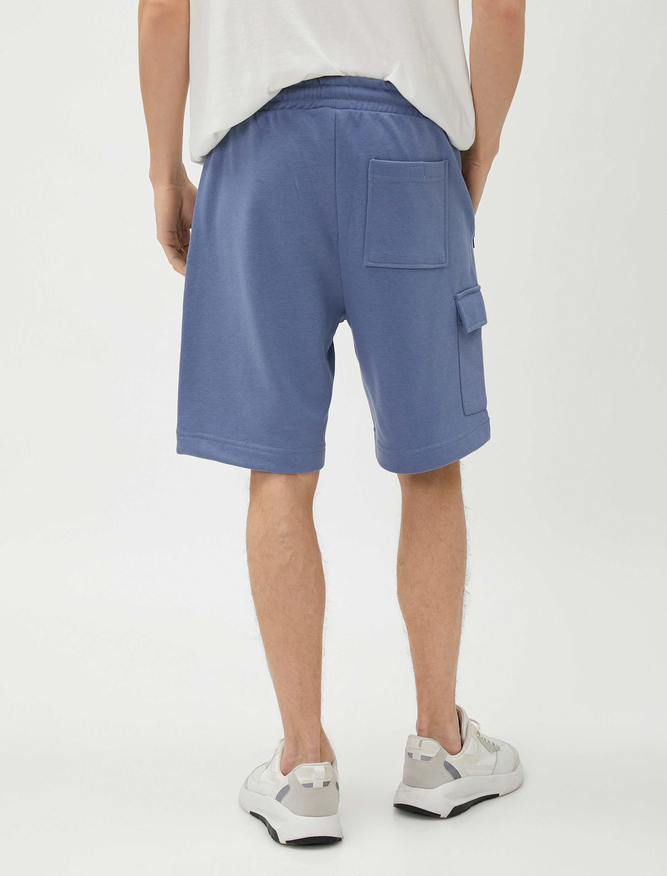   Kargo Şort Cep Detaylı Beli Bağcıklı Slogan Baskılı Dar Kesim