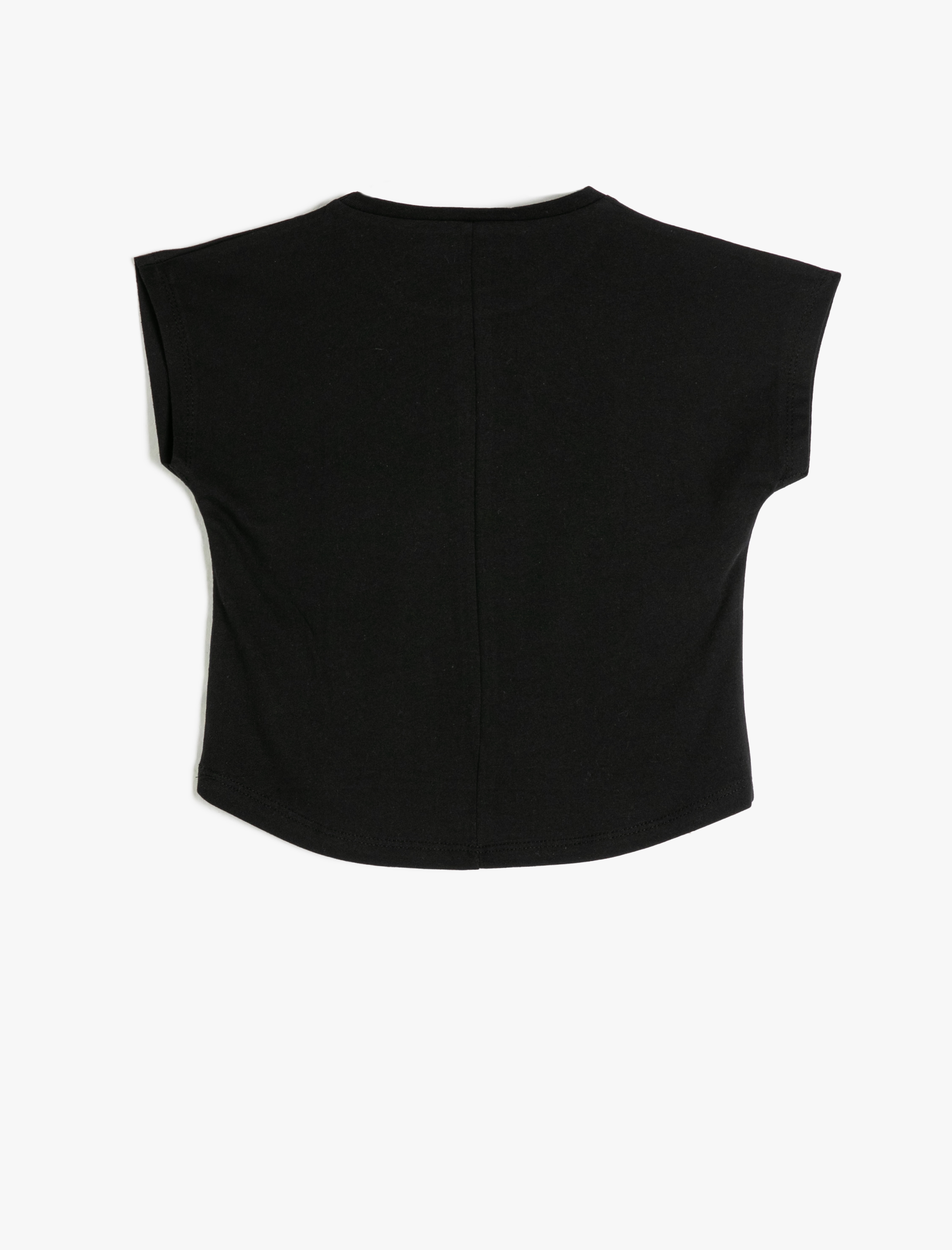  Kız Çocuk Oversize Tişört Kısa Kollu Bisiklet Yaka Parıltılı Baskılı Pamuklu