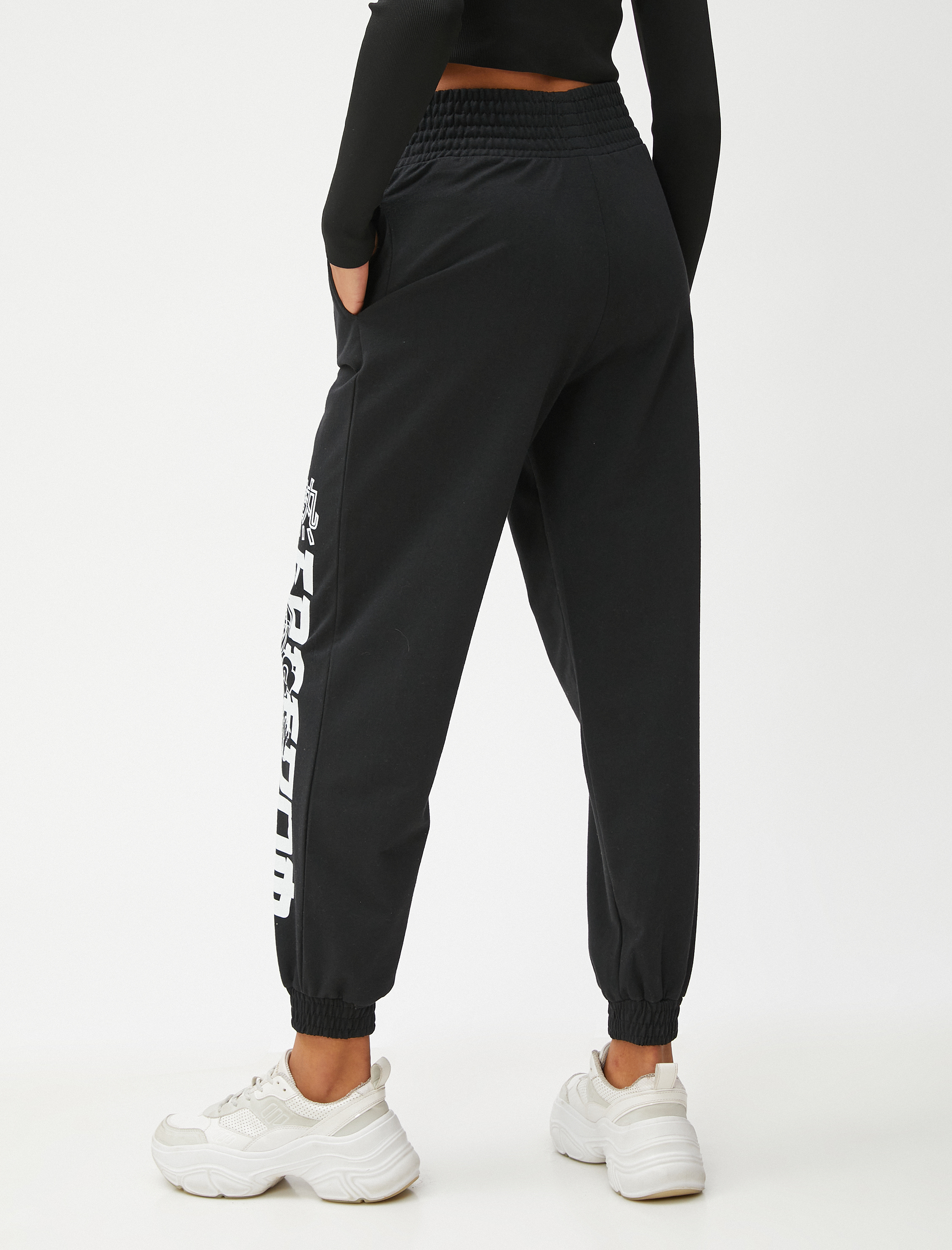   Jogger Eşofman Altı Yüksek Bel Cep Detaylı Baskılı