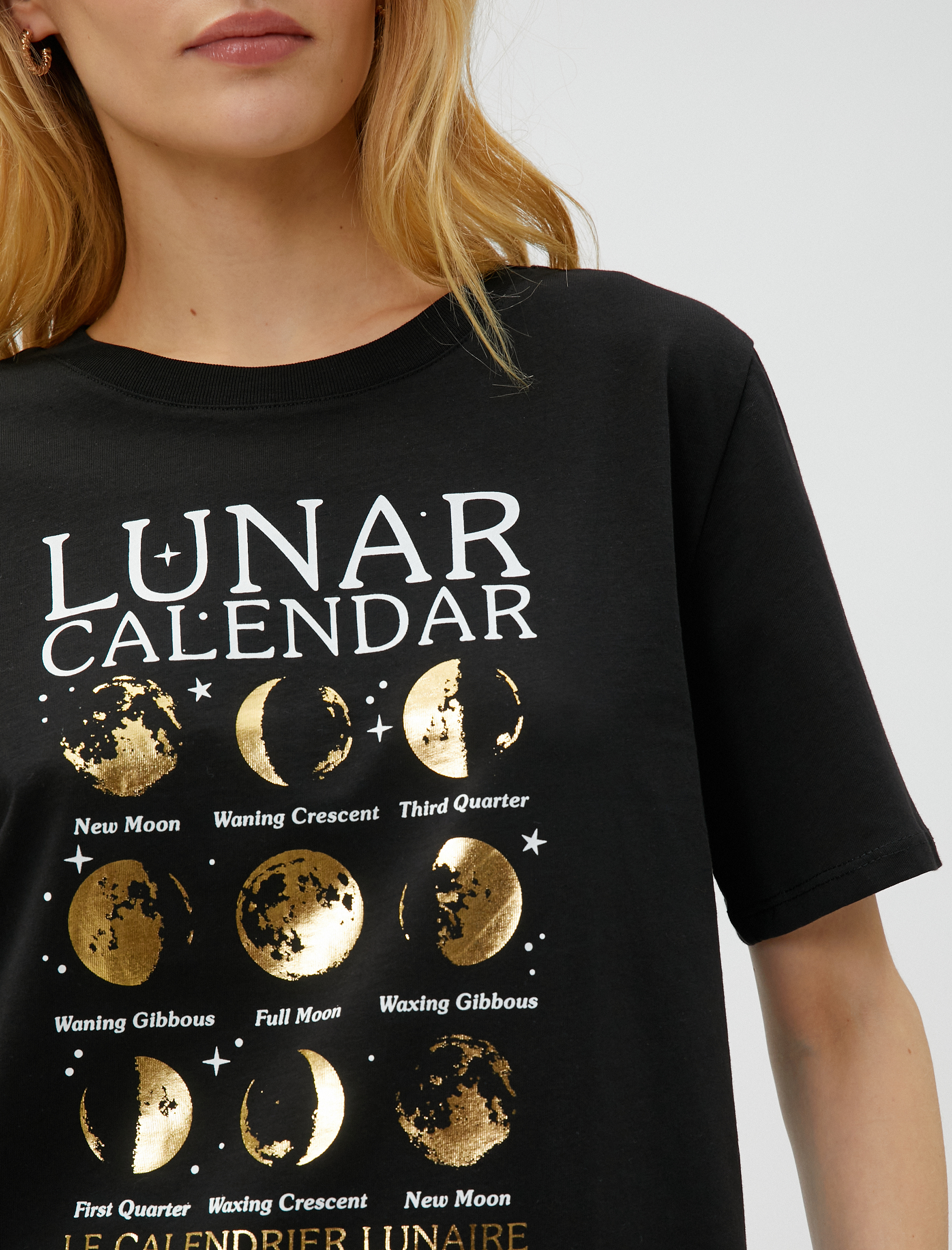   Ay Baskılı Tişört Pamuklu