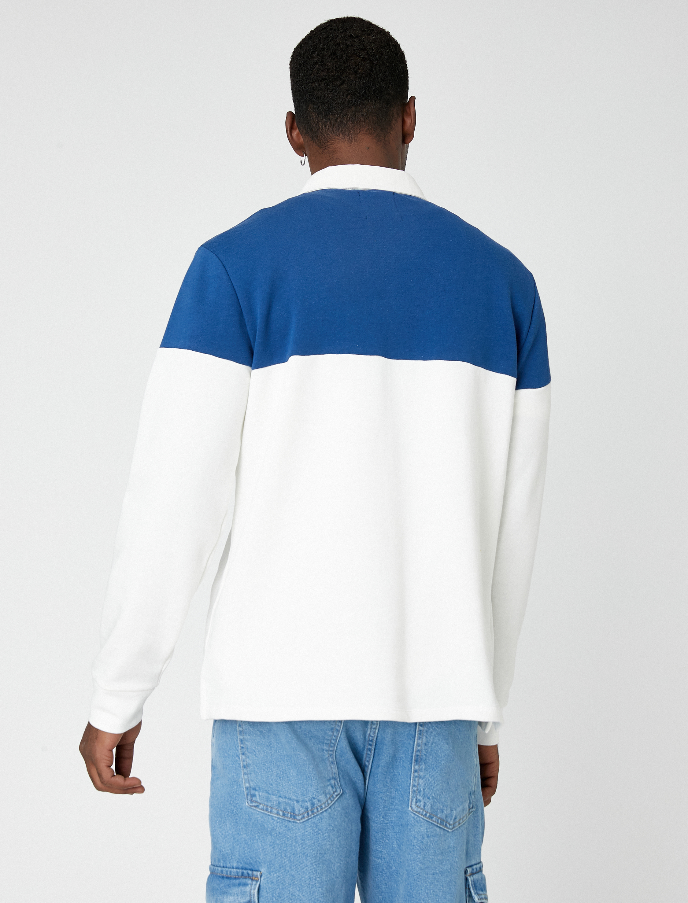   Polo Yaka Sweatshirt Kolej Baskılı Düğmeli