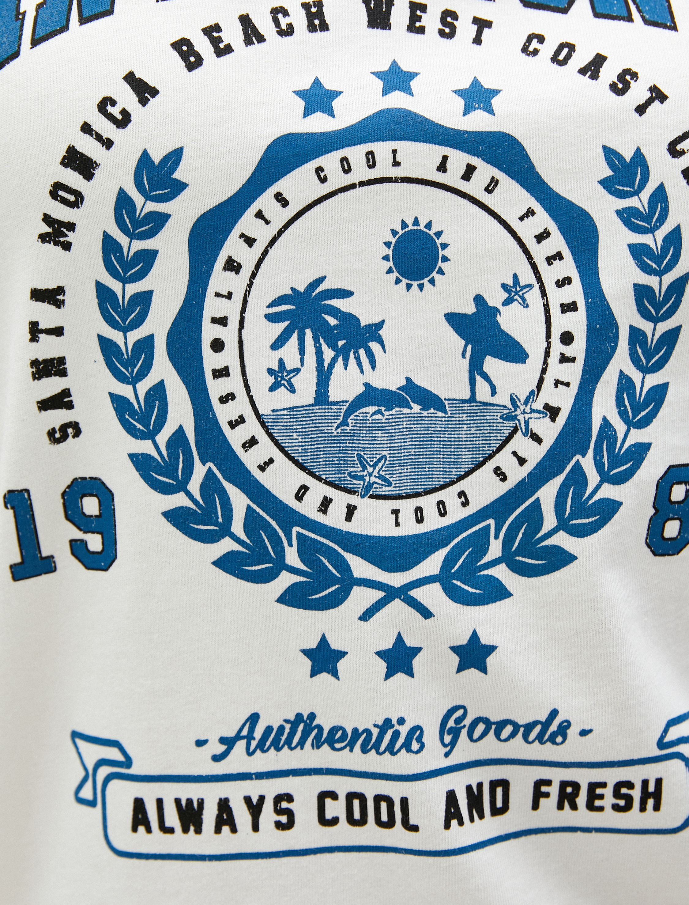   Kolej Baskılı Tişört Kısa Kollu Bisiklet Yaka Pamuklu