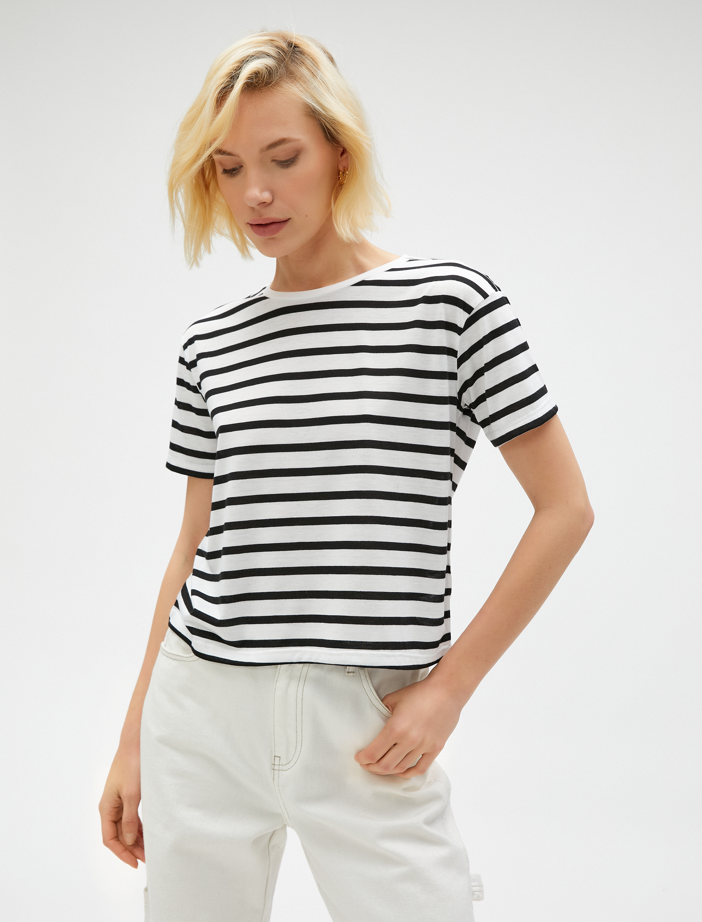   Basic Tişört Kısa Kollu Bisiklet Yaka