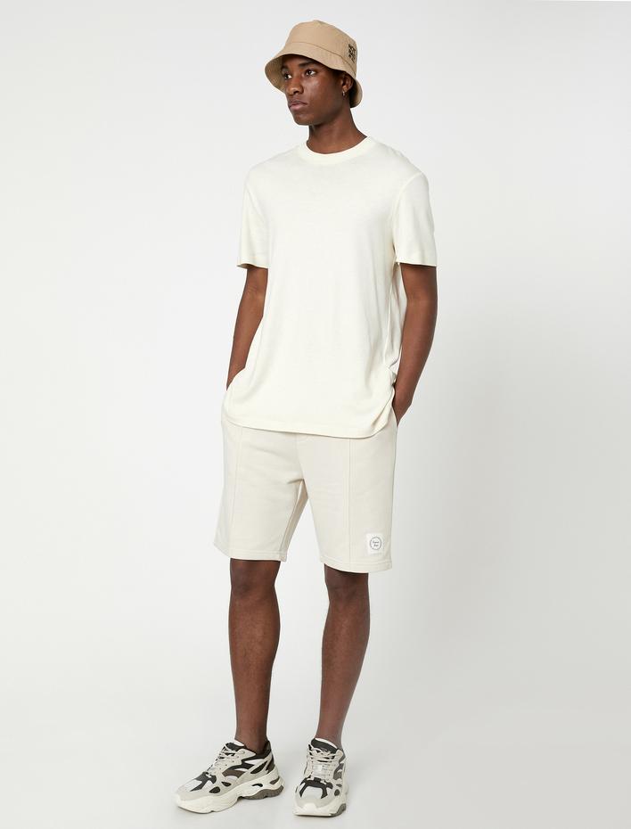  Beli Bağcıklı Şort Cep Detaylı Nervürlü Etiketli