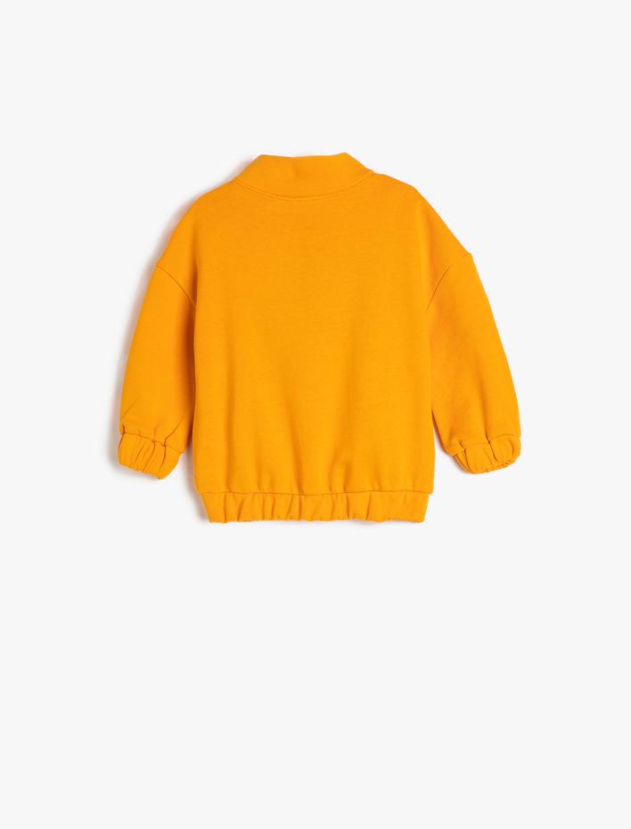 Erkek Bebek Sweatshirt Dik Yaka Fermuarlı Pamuklu Cepli