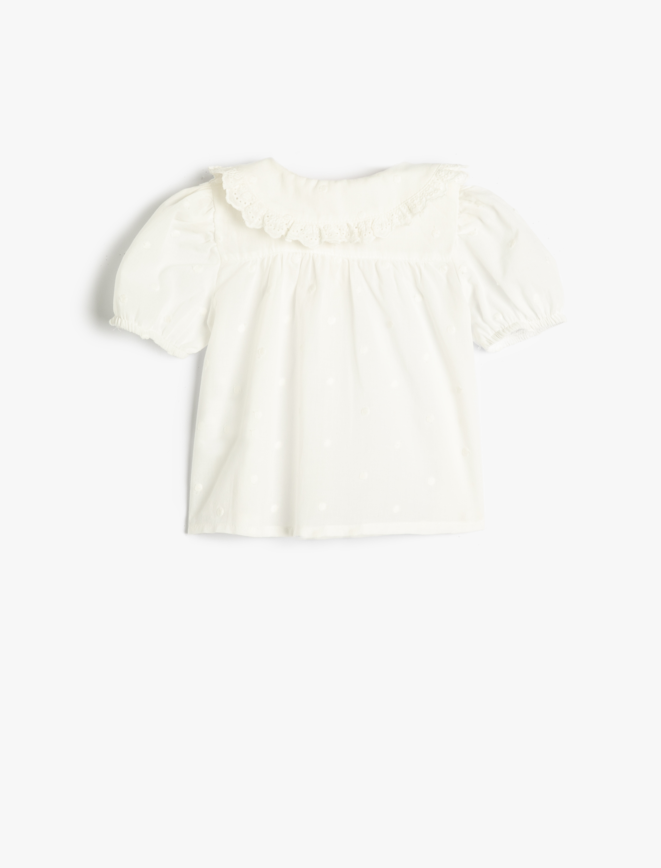  Kız Bebek Gömlek Bebe Yaka Fırfır Detaylı Balon Kollu Pamuklu