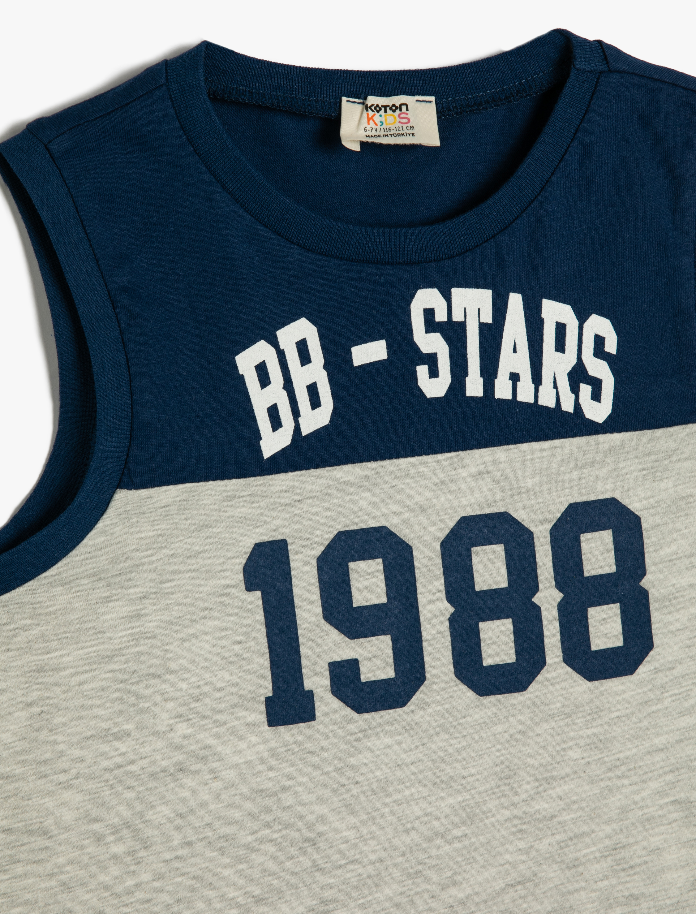  Erkek Çocuk Atlet Baskılı Kolsuz Bisiklet Yaka Pamuklu