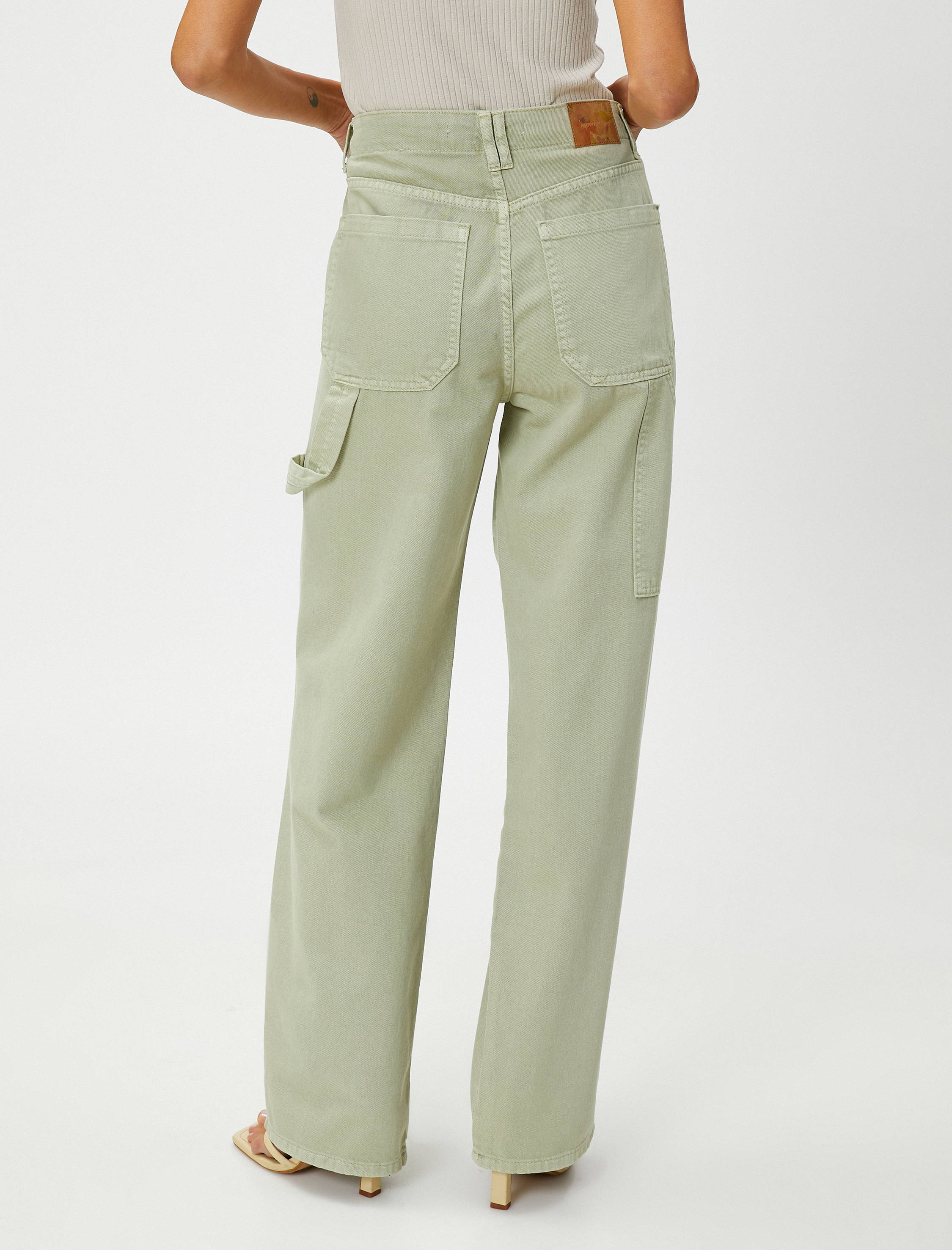   Yüksek Bel Kot Pantolon Düz Paça