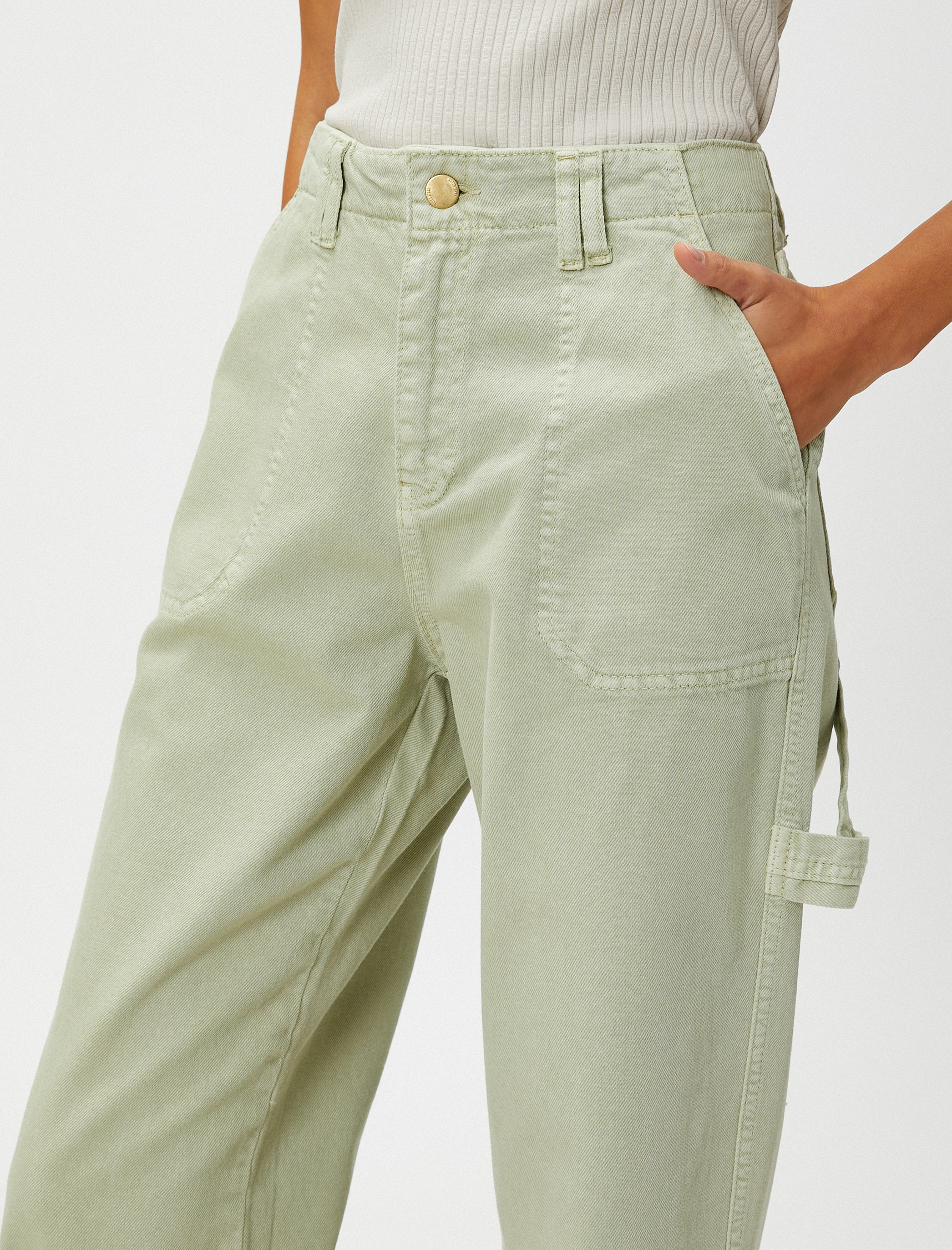   Yüksek Bel Kot Pantolon Düz Paça