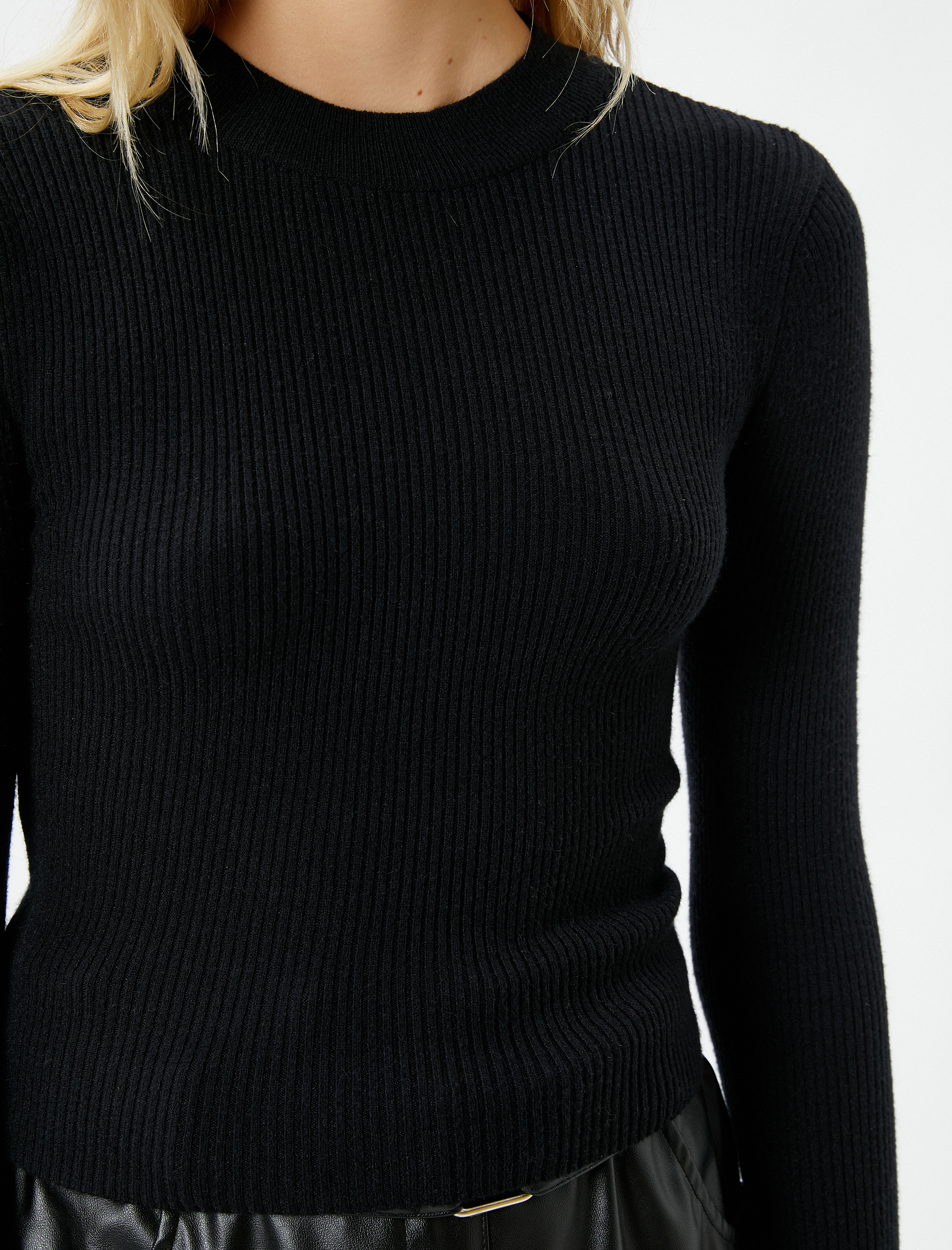   Triko Kazak Fitilli Bisiklet Yaka Viskon Karışımlı