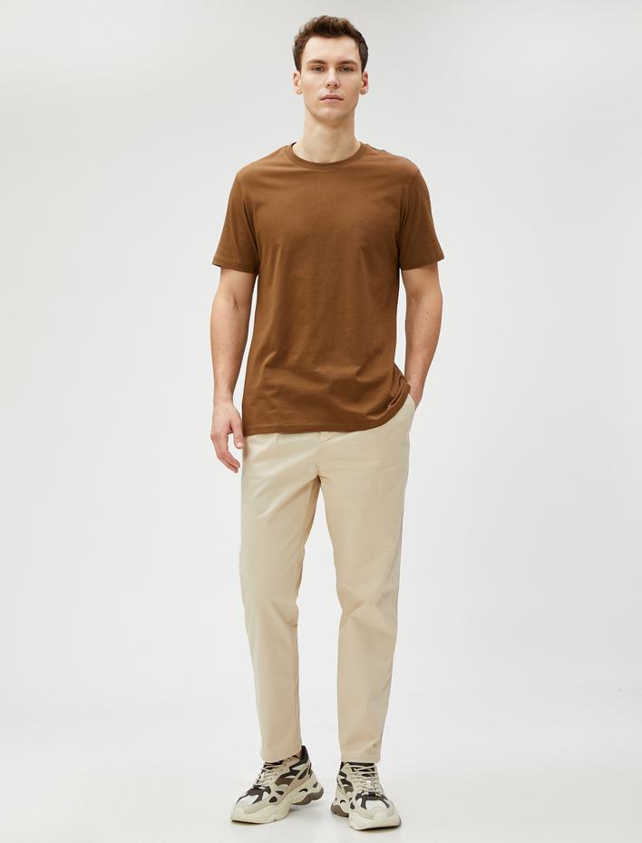  Chino Pantolon Beli Lastikli Tapered Fit Cep Detaylı