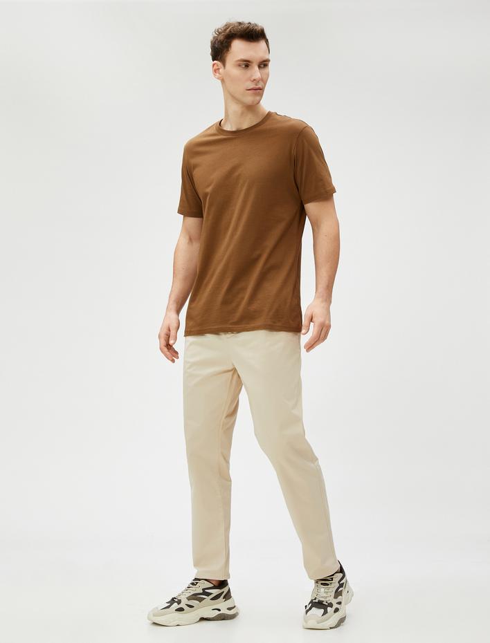  Chino Pantolon Beli Lastikli Tapered Fit Cep Detaylı