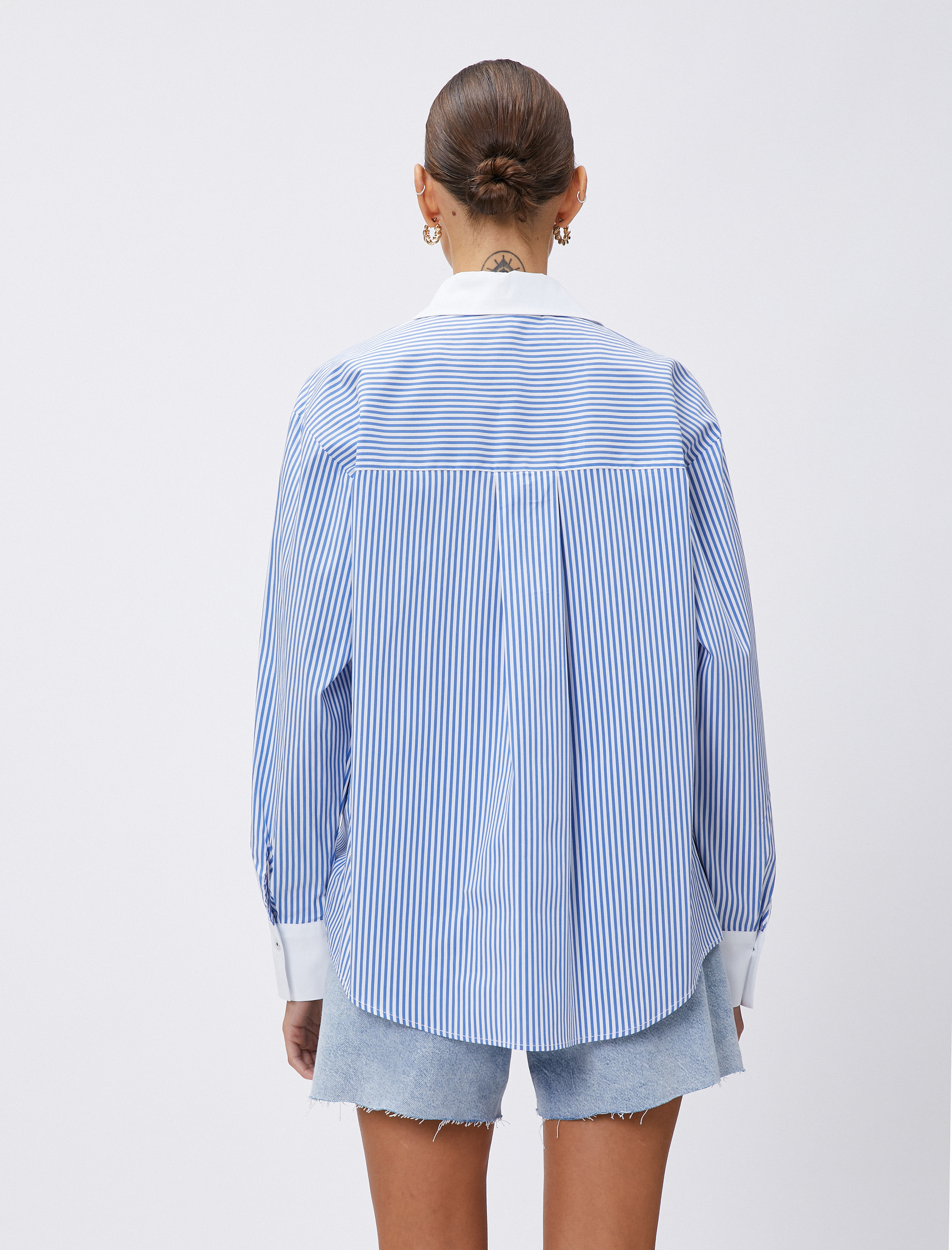   Kontrast Detaylı Gömlek Uzun Kollu Pamuklu