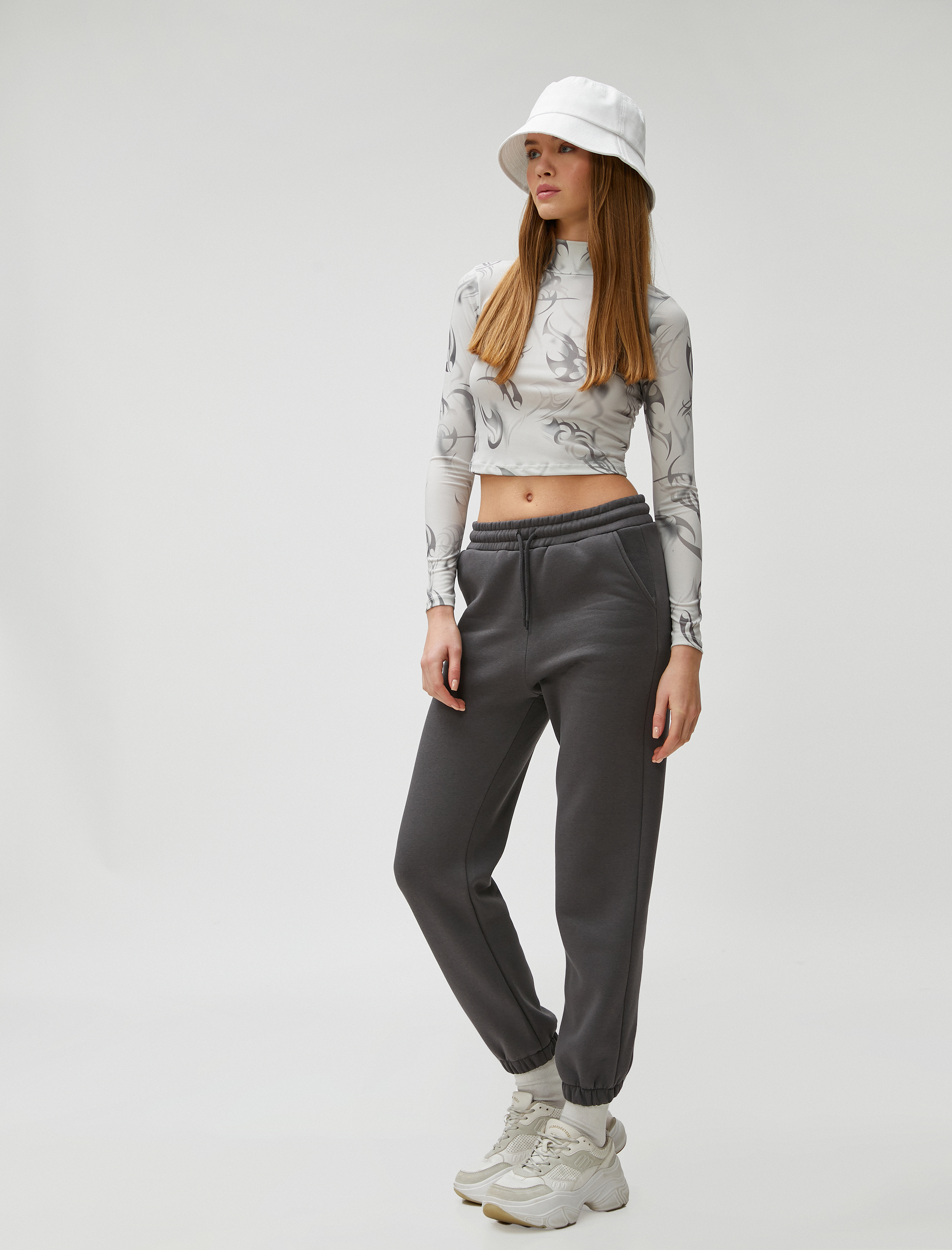   Şardonlu Jogger Eşofman Altı Beli Lastikli Bağcıklı Cep Detaylı