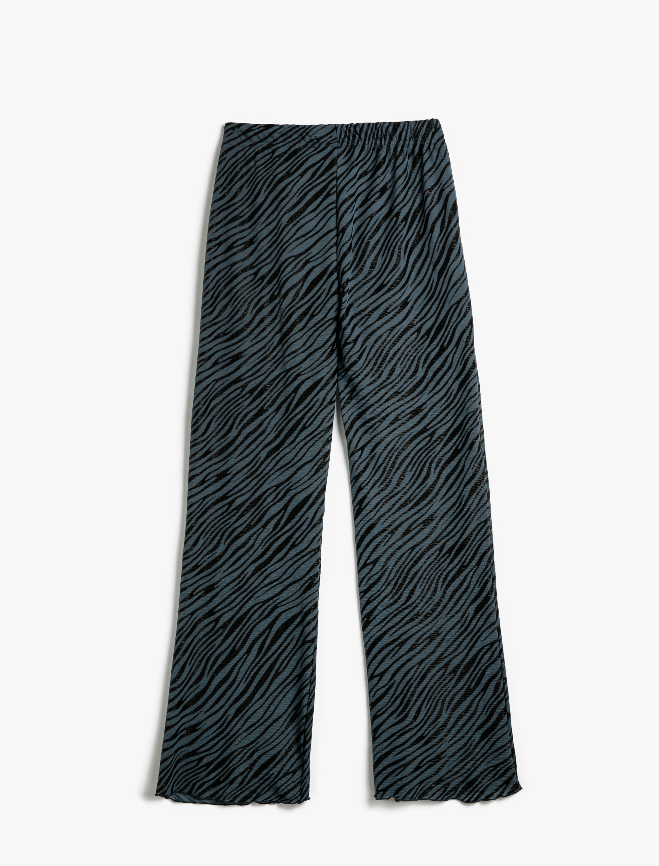   Zebra Desenli Pantolon Beli Lastikli