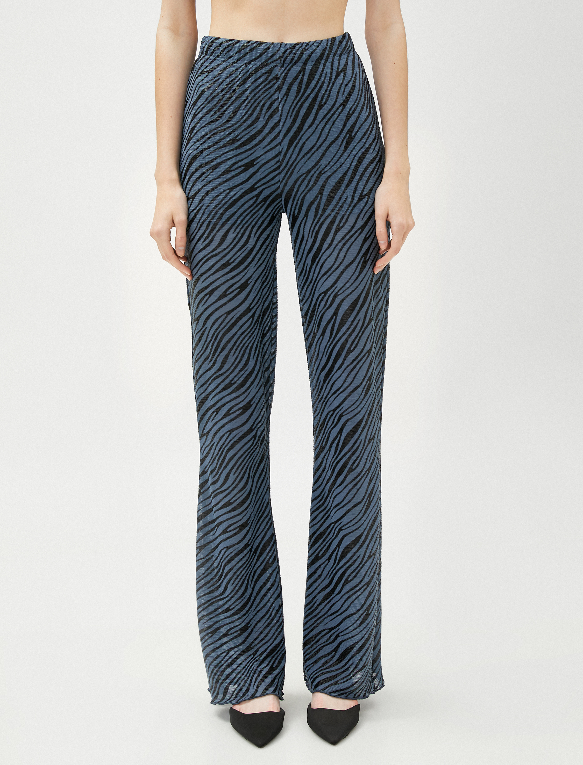   Zebra Desenli Pantolon Beli Lastikli