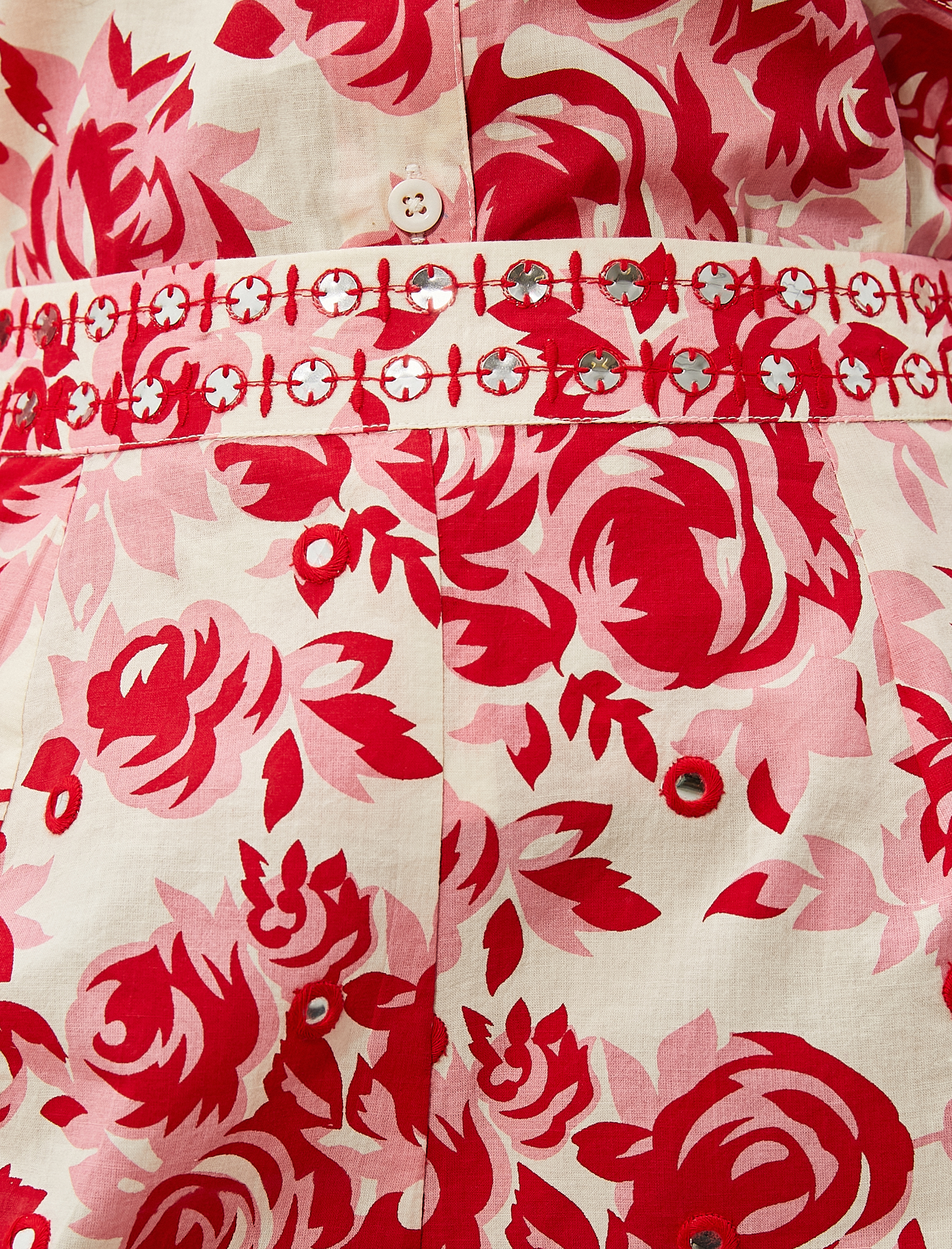   Çiçekli Pamuklu Şort Bel Detaylı