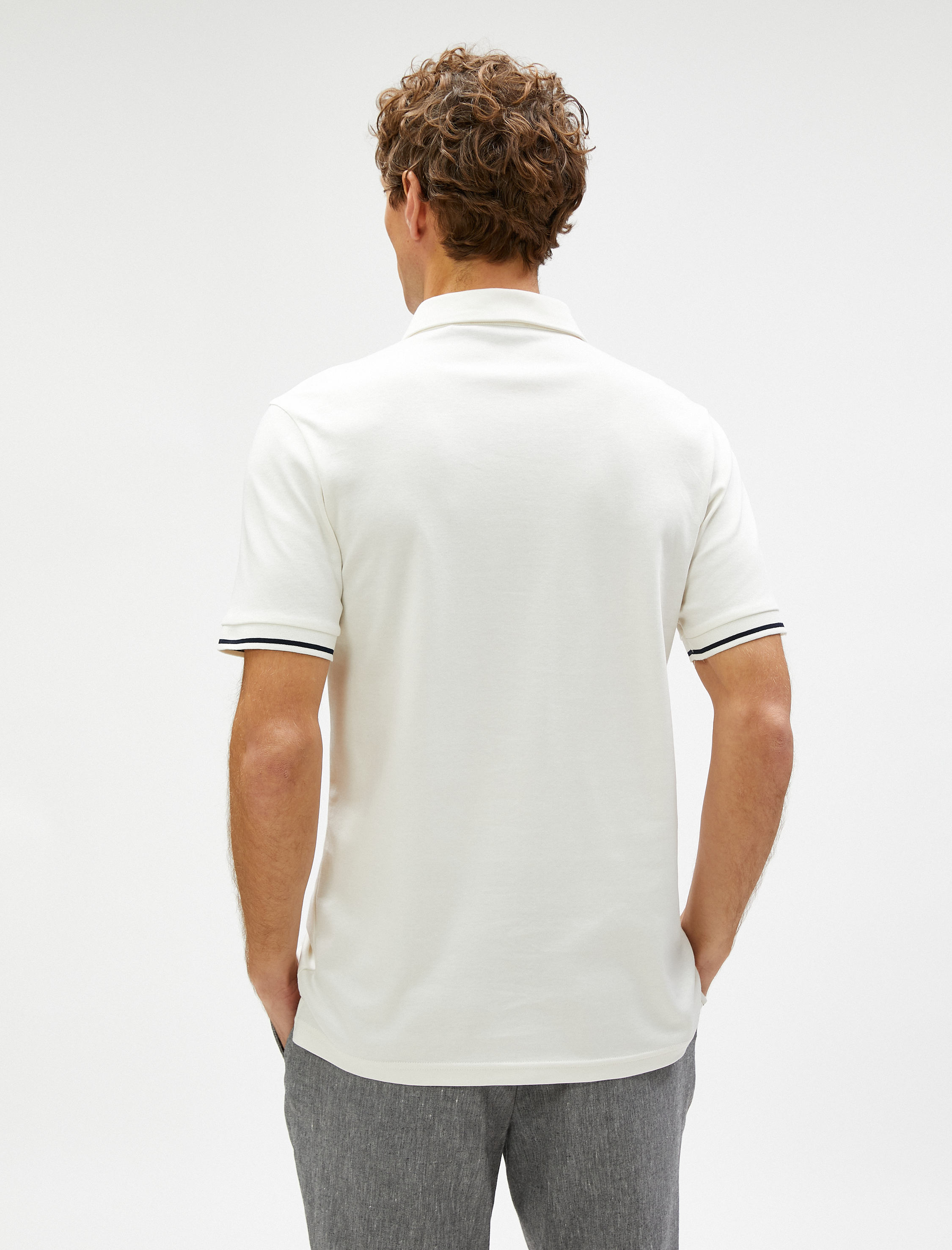   Basic Polo Tişört Düğmeli Dar Kesim Kısa Kollu Pamuklu