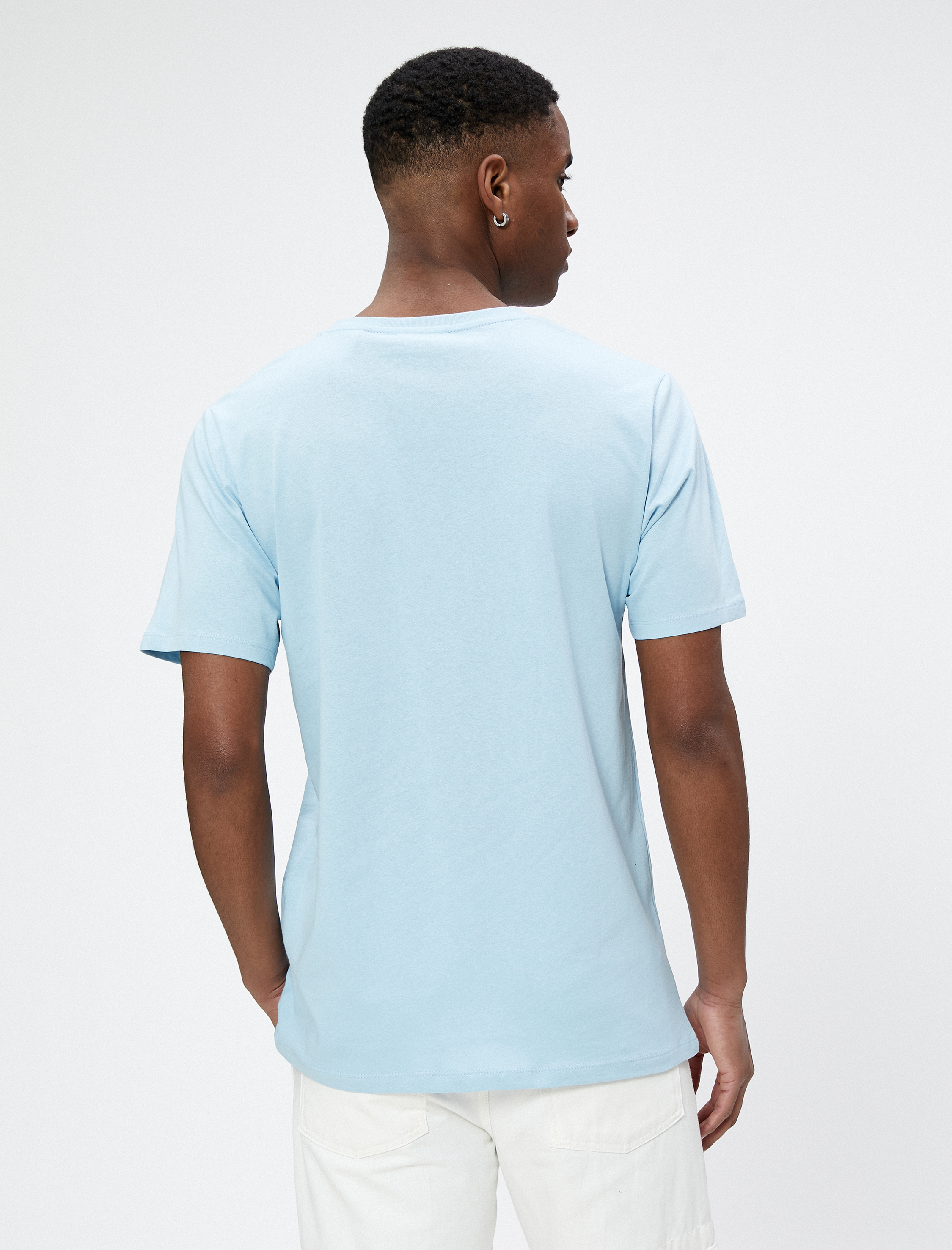   Uzakdoğu Baskılı Tişört Bisiklet Yaka Dar Kesim Kısa Kollu