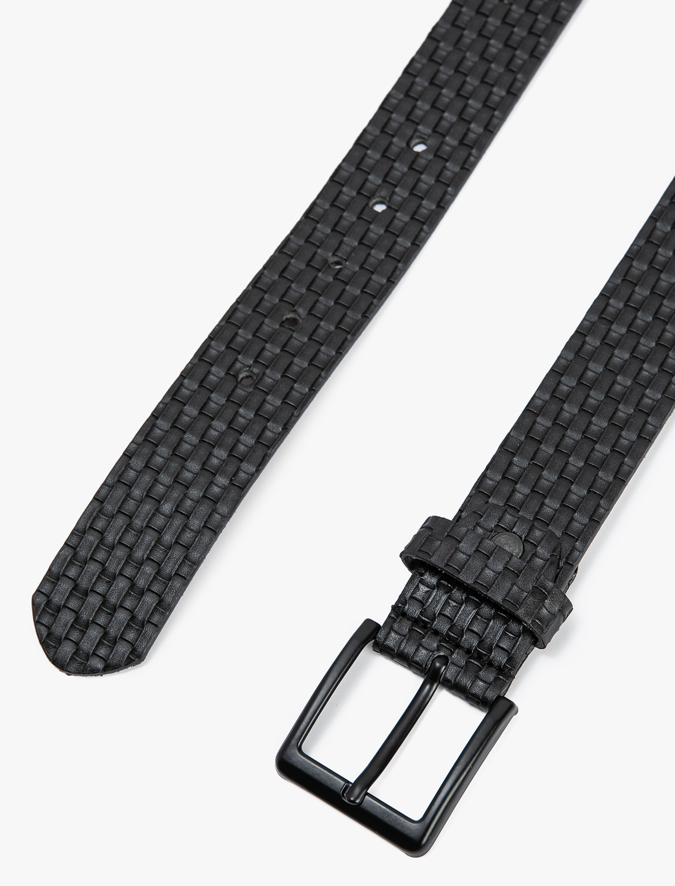  Erkek Kemer Deri Görünümlü Örgü Motifli Metal Tokalı