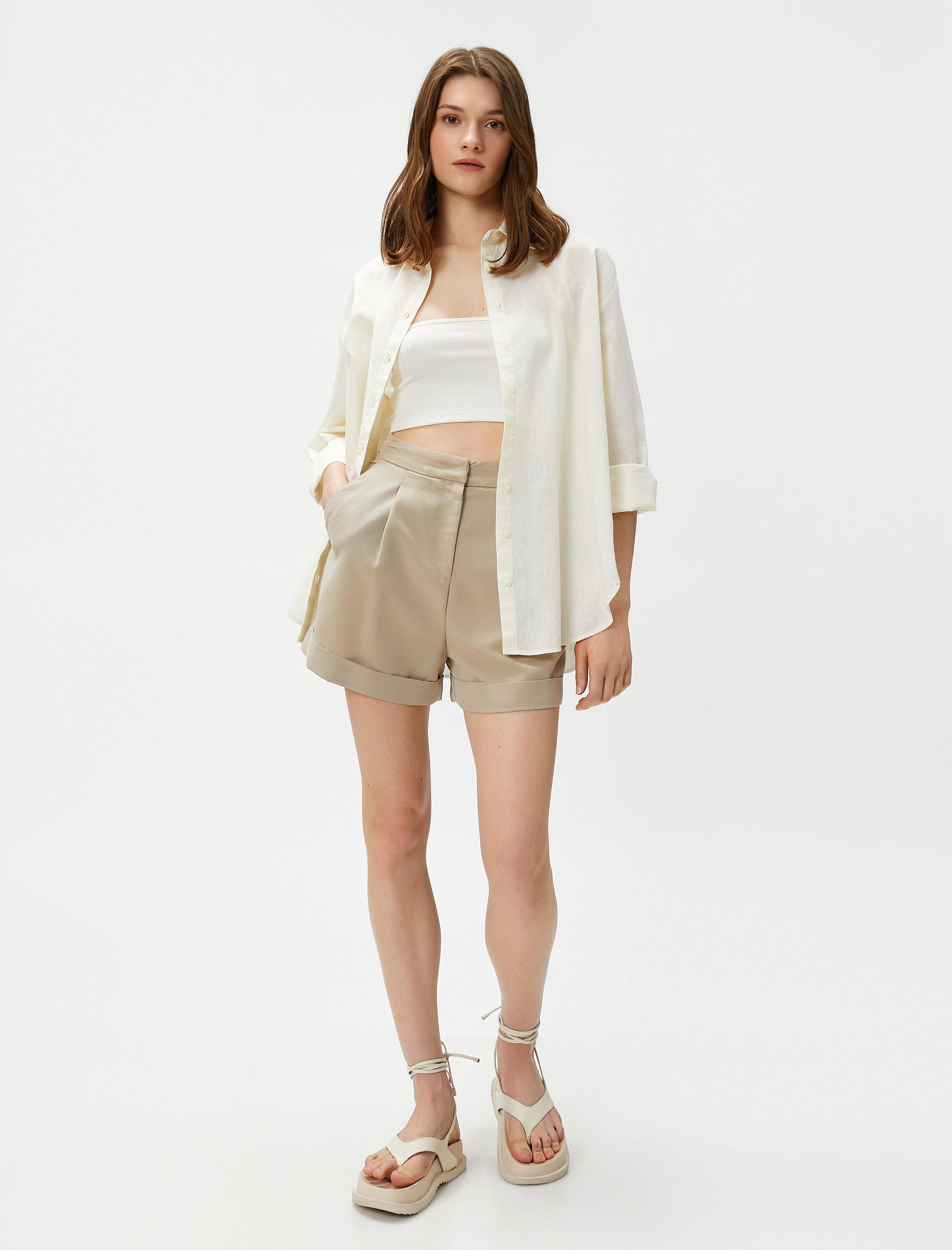   Keten Gömlek Oversize Uzun Kollu