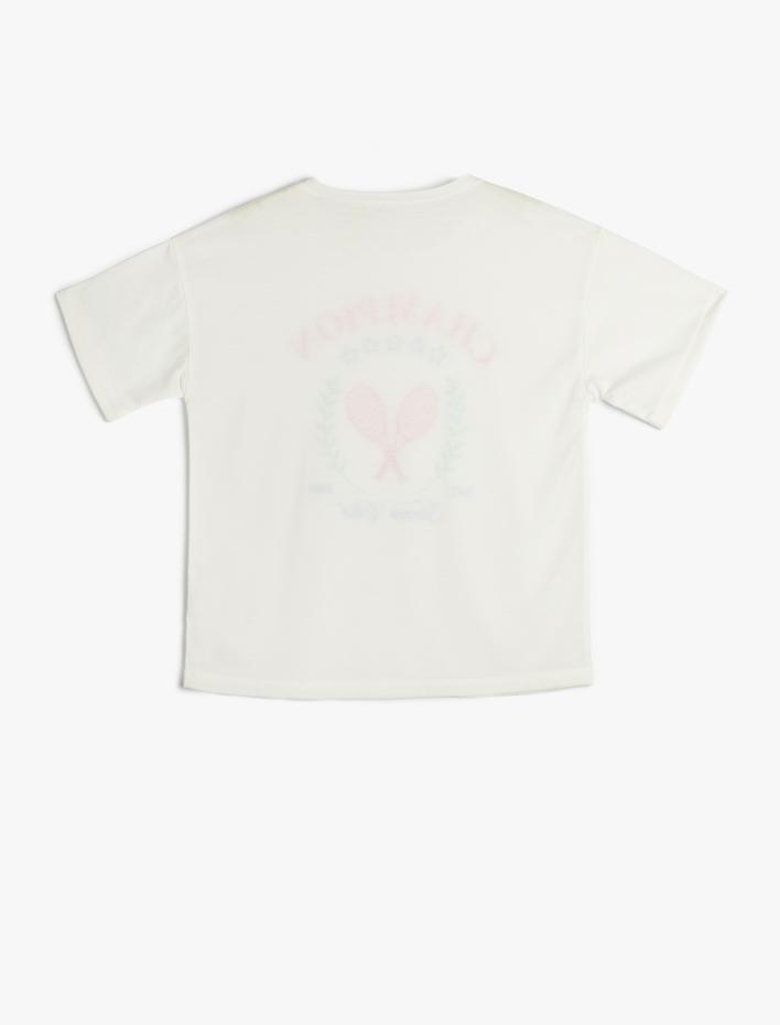 Kız Çocuk Tişört Kısa Kollu Bisiklet Yaka Baskılı