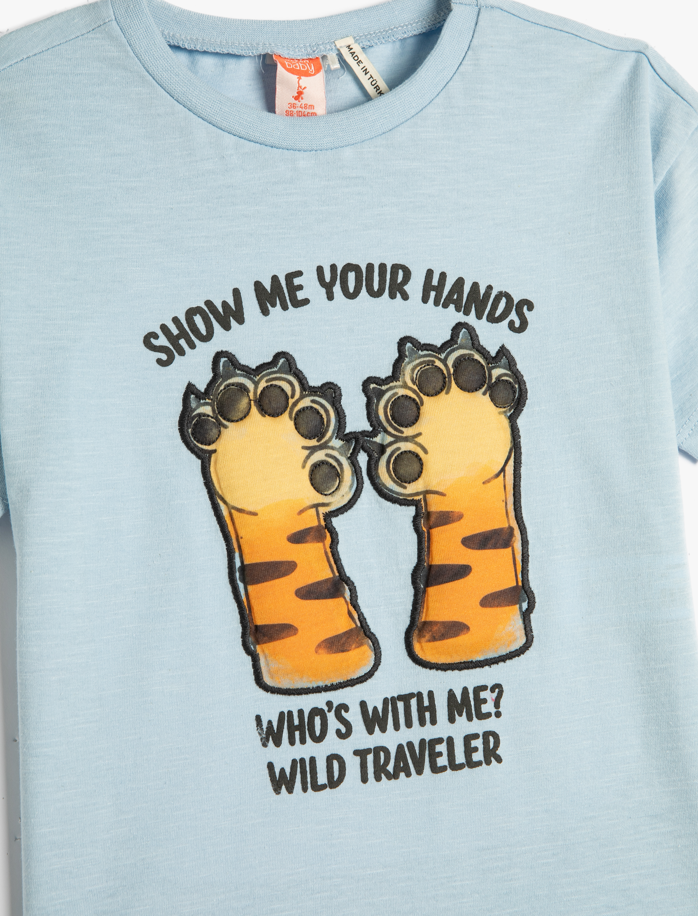  Erkek Bebek Tişört Kısa Kollu Bisiklet Yaka Baskılı Pamuklu