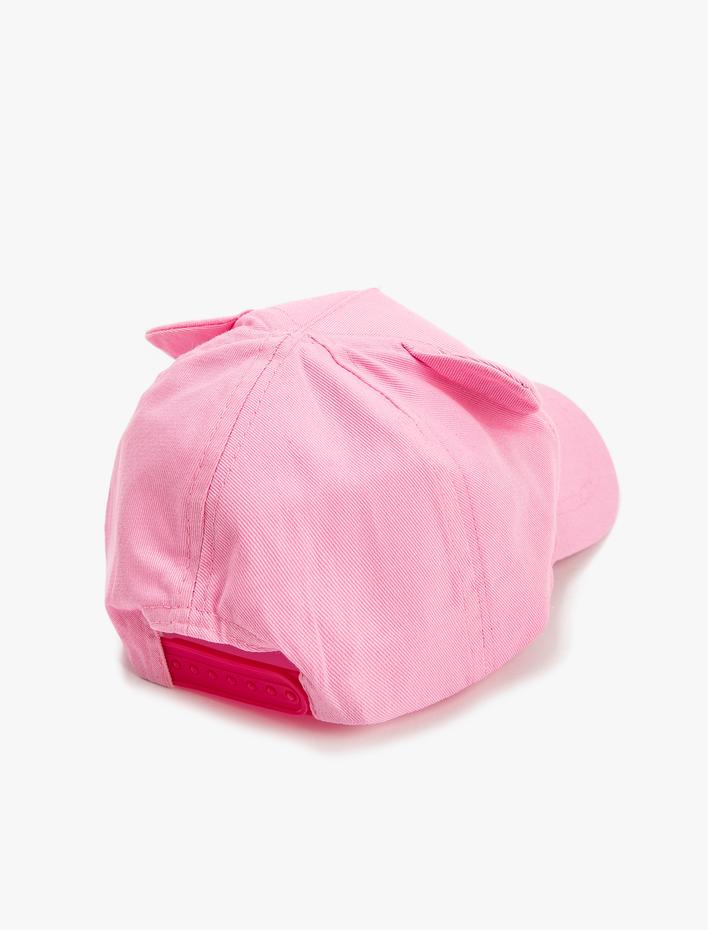 Kız Çocuk Kedi Şapka Aplike Detaylı Pamuklu