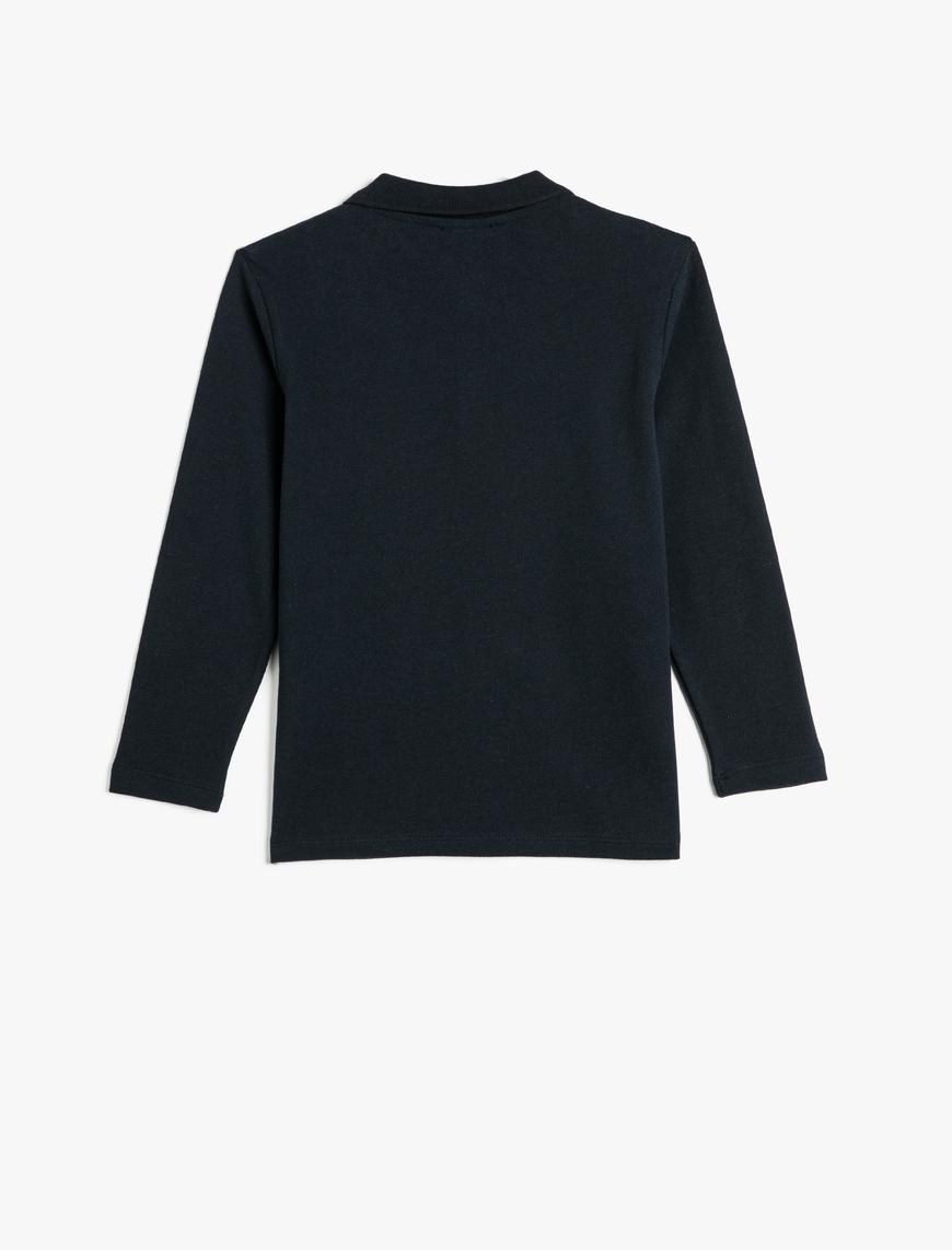  Erkek Çocuk Polo Tişört Uzun Kollu Düğmeli