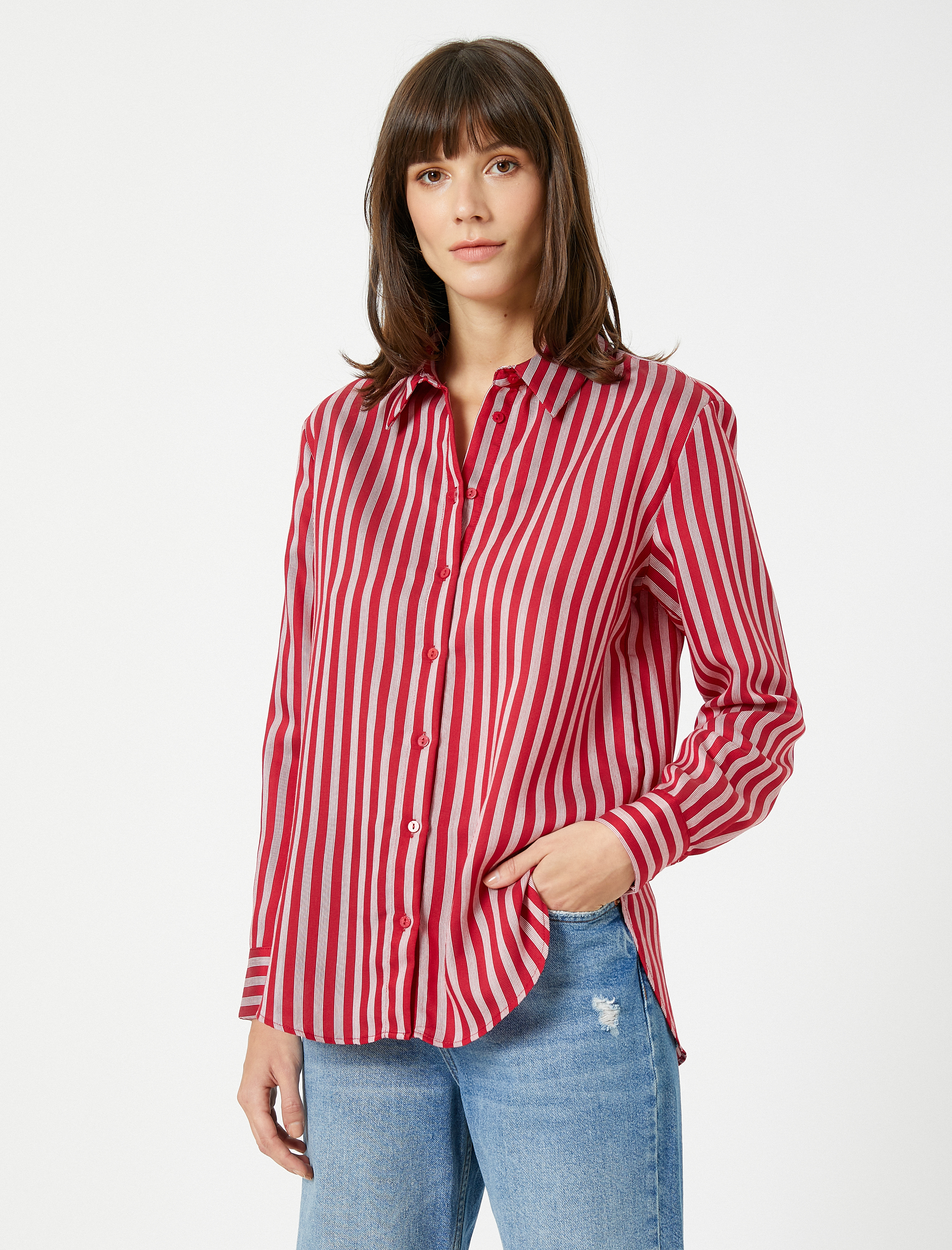   Uzun Kollu Gömlek Düğmeli