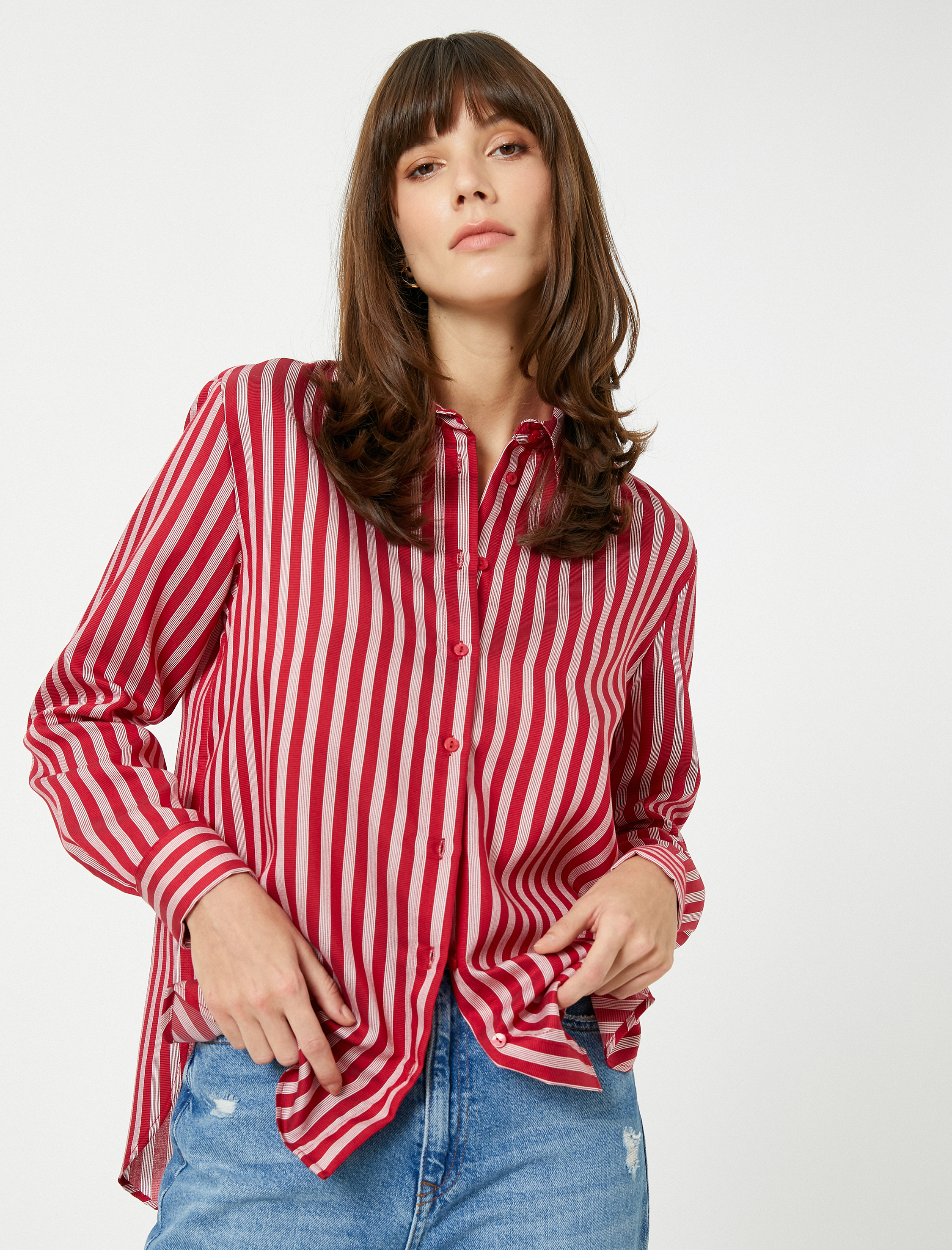   Uzun Kollu Gömlek Düğmeli