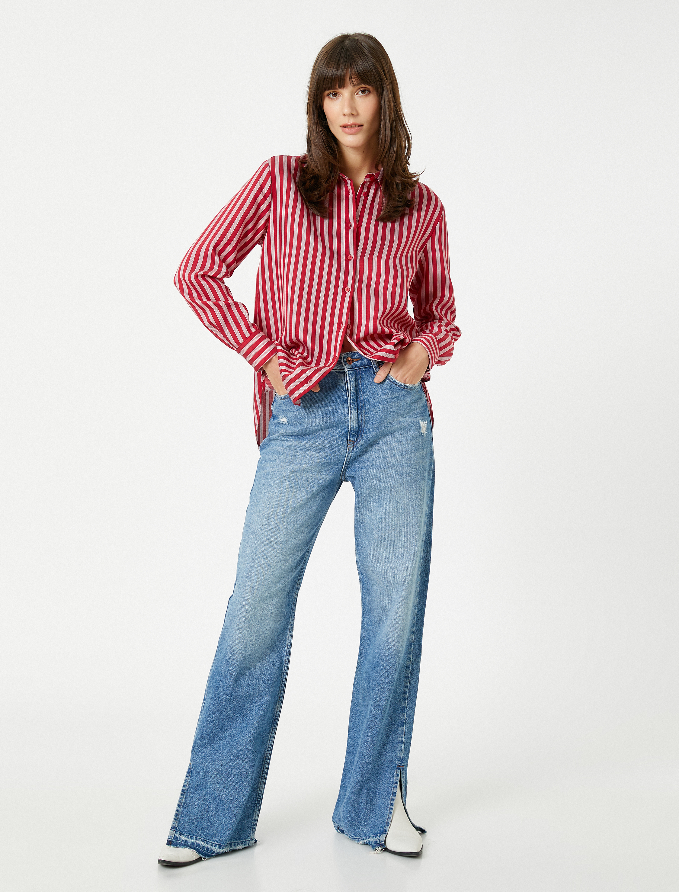   Uzun Kollu Gömlek Düğmeli