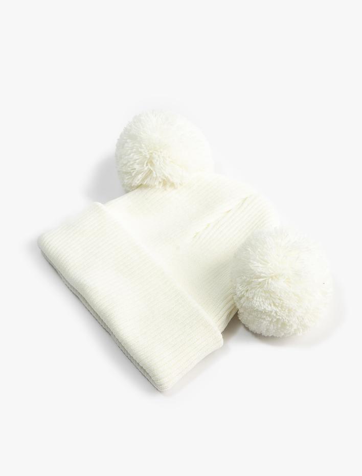 Kız Bebek Ponponlu Triko Bere