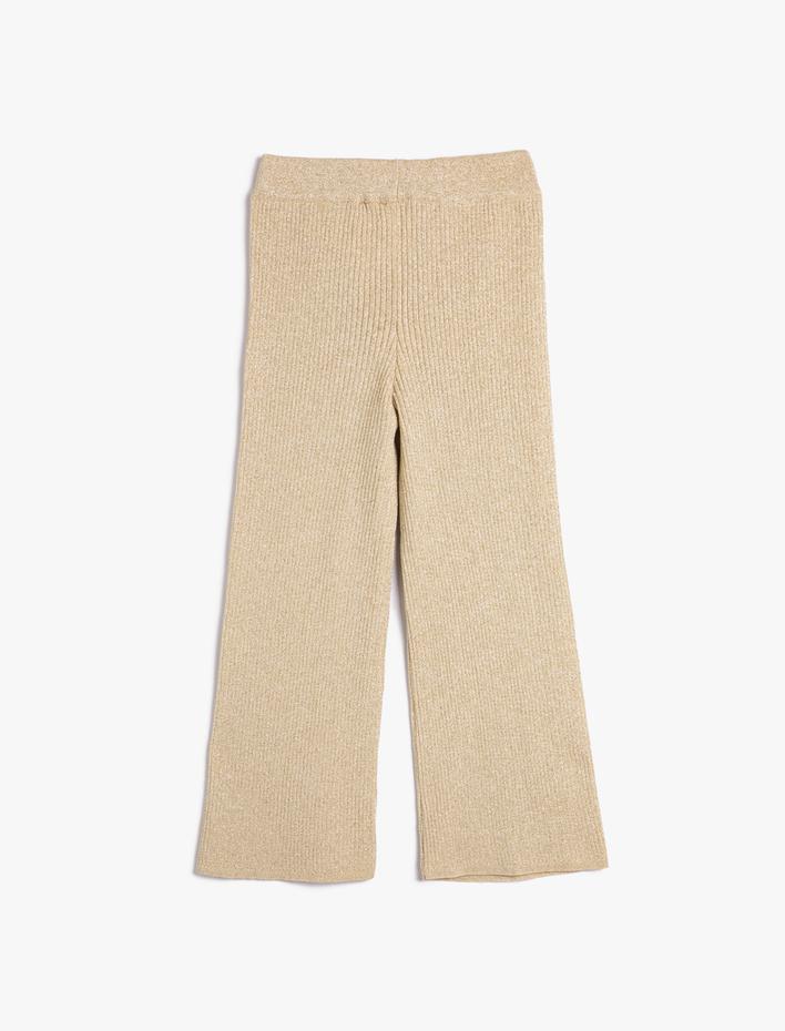 Kız Çocuk Bol Paça Pantolon Yumuşak Dokulu Beli Lastikli Kaşkorse