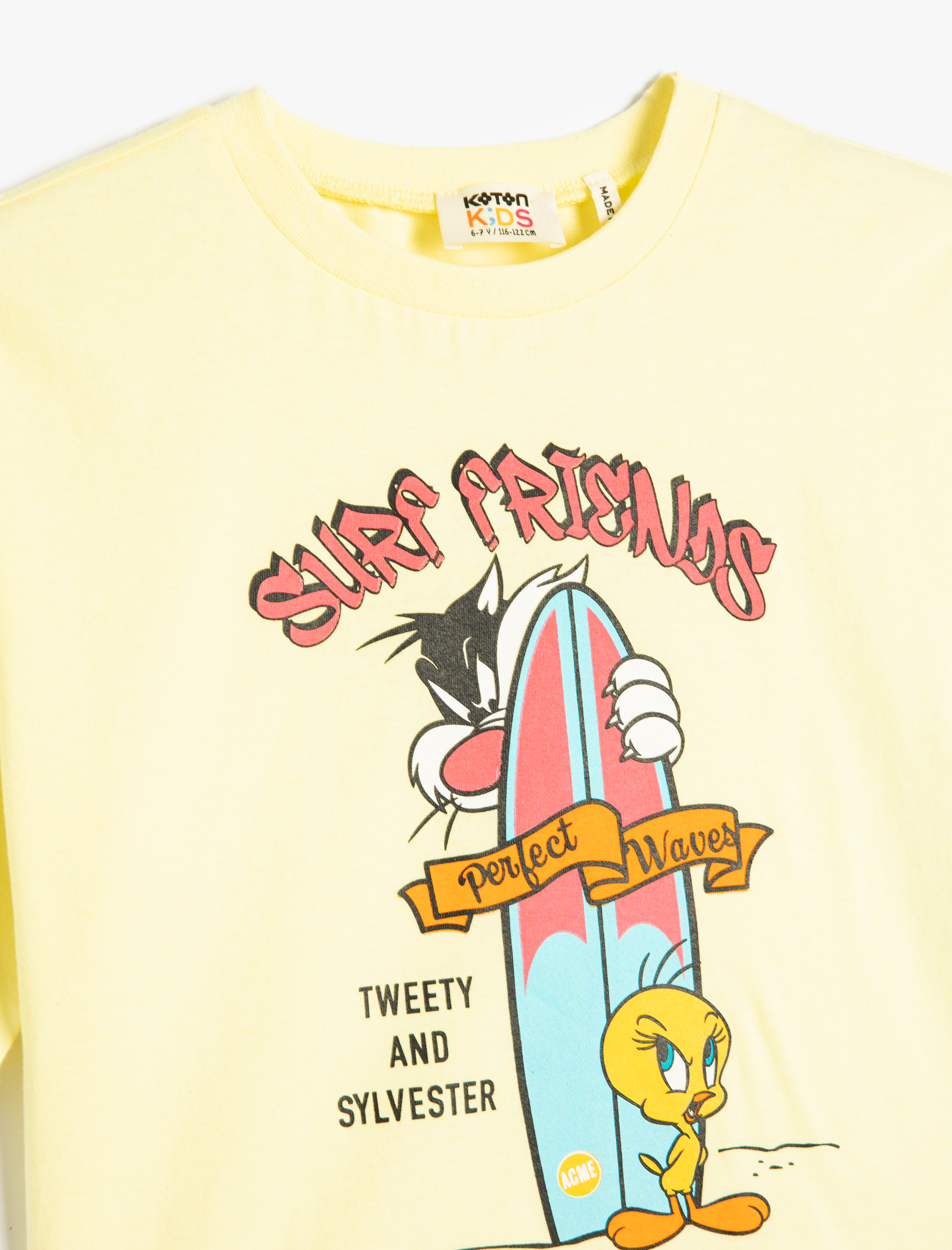  Kız Çocuk Sylvester ve Tweety Tişört Lisanslı Kısa Kollu Baskılı Pamuklu