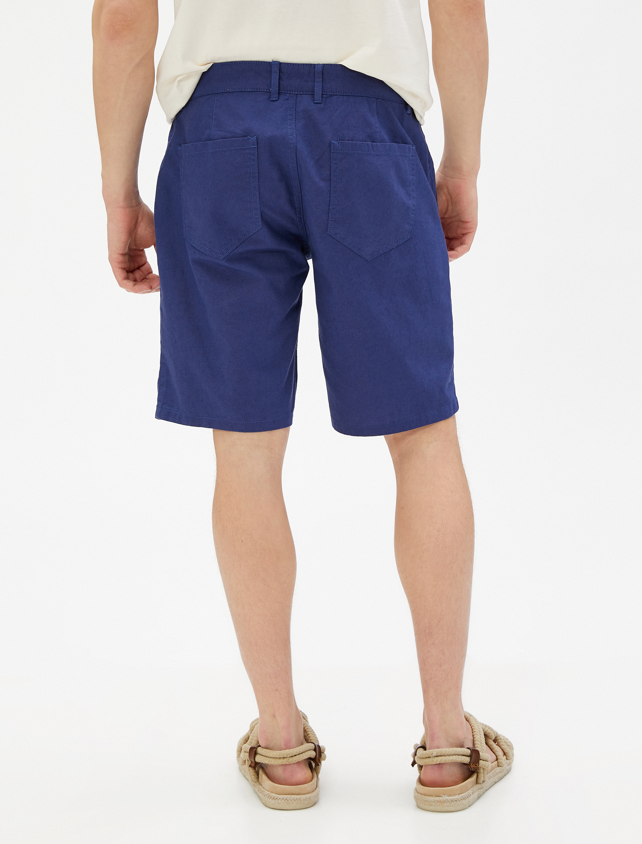   Bermuda Şort Keten Karışımlı Cep Detaylı Düğmeli