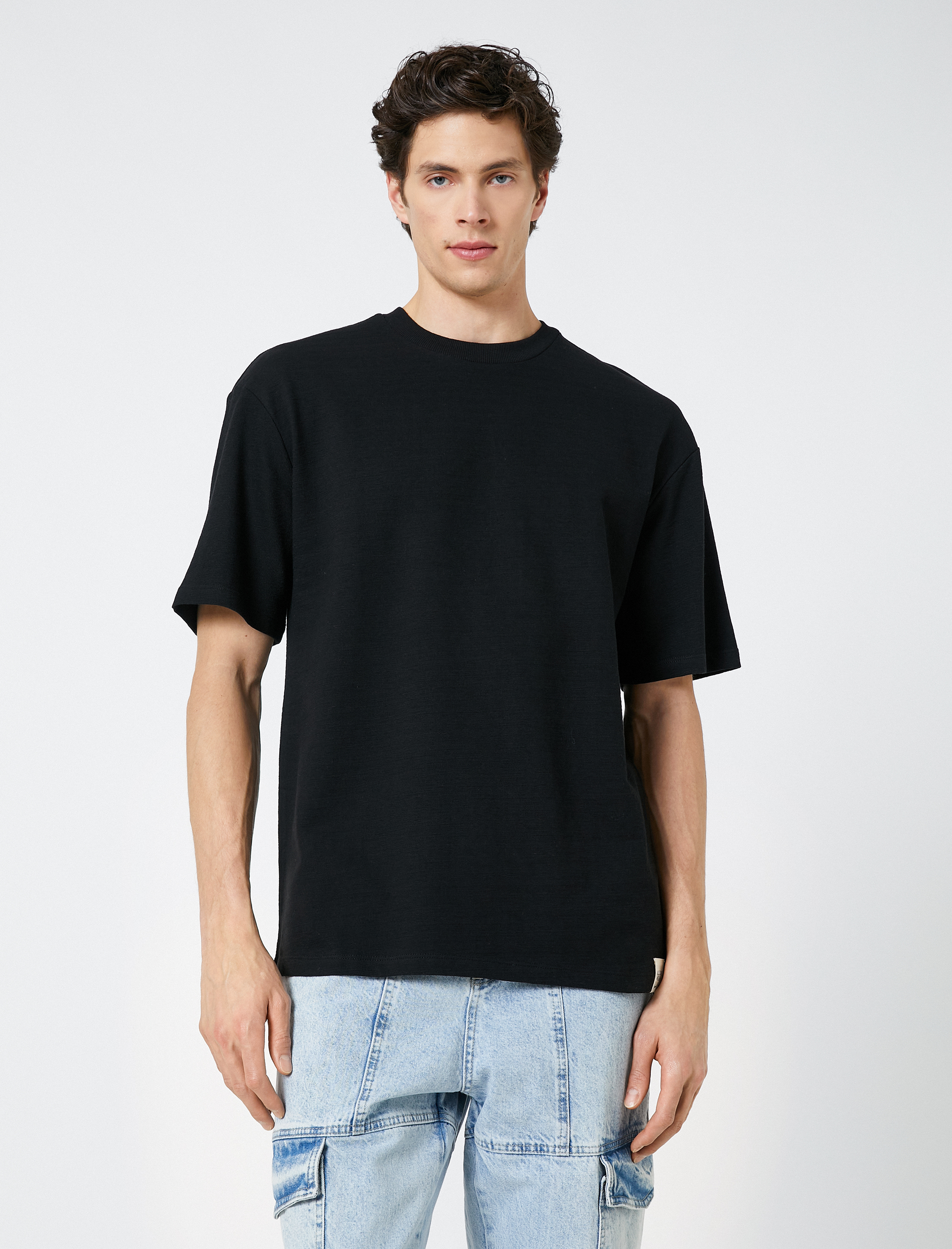   Basic Oversize Tişört Bisiklet Yaka Kısa Kollu