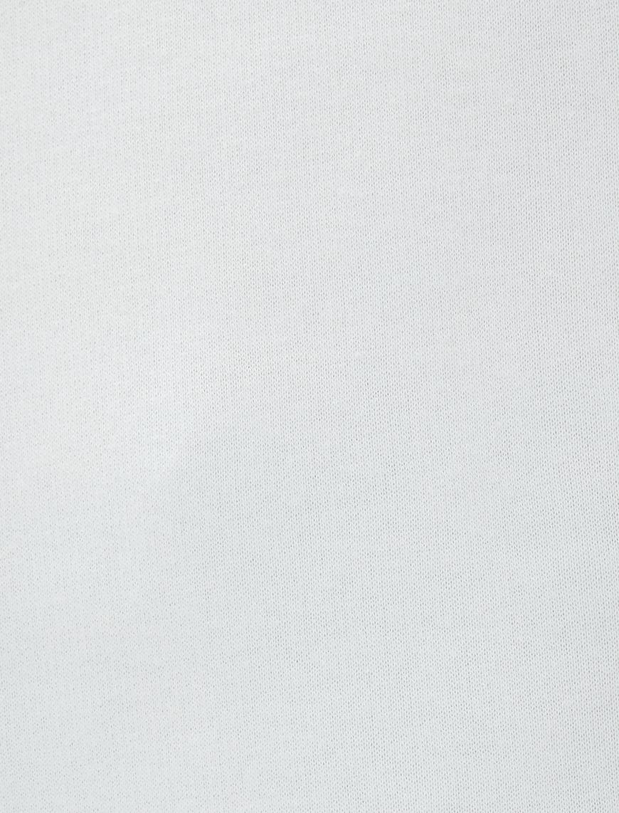   Şardonlu Bisiklet Yaka Sweatshirt Slogan Baskılı Uzun Kollu Ribanalı