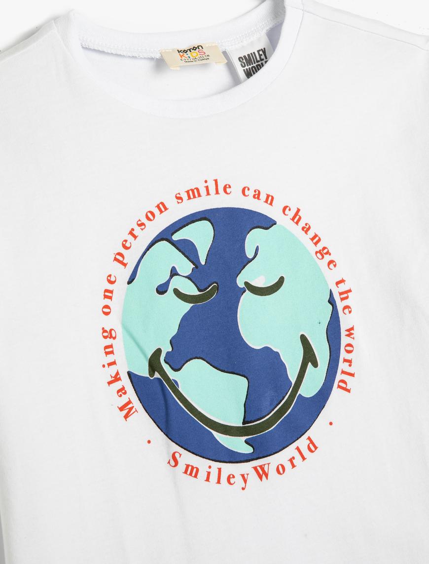  Erkek Çocuk SmileyWorld® Tişört Lisanslı Kısa Kollu Bisiklet Yaka Pamuklu