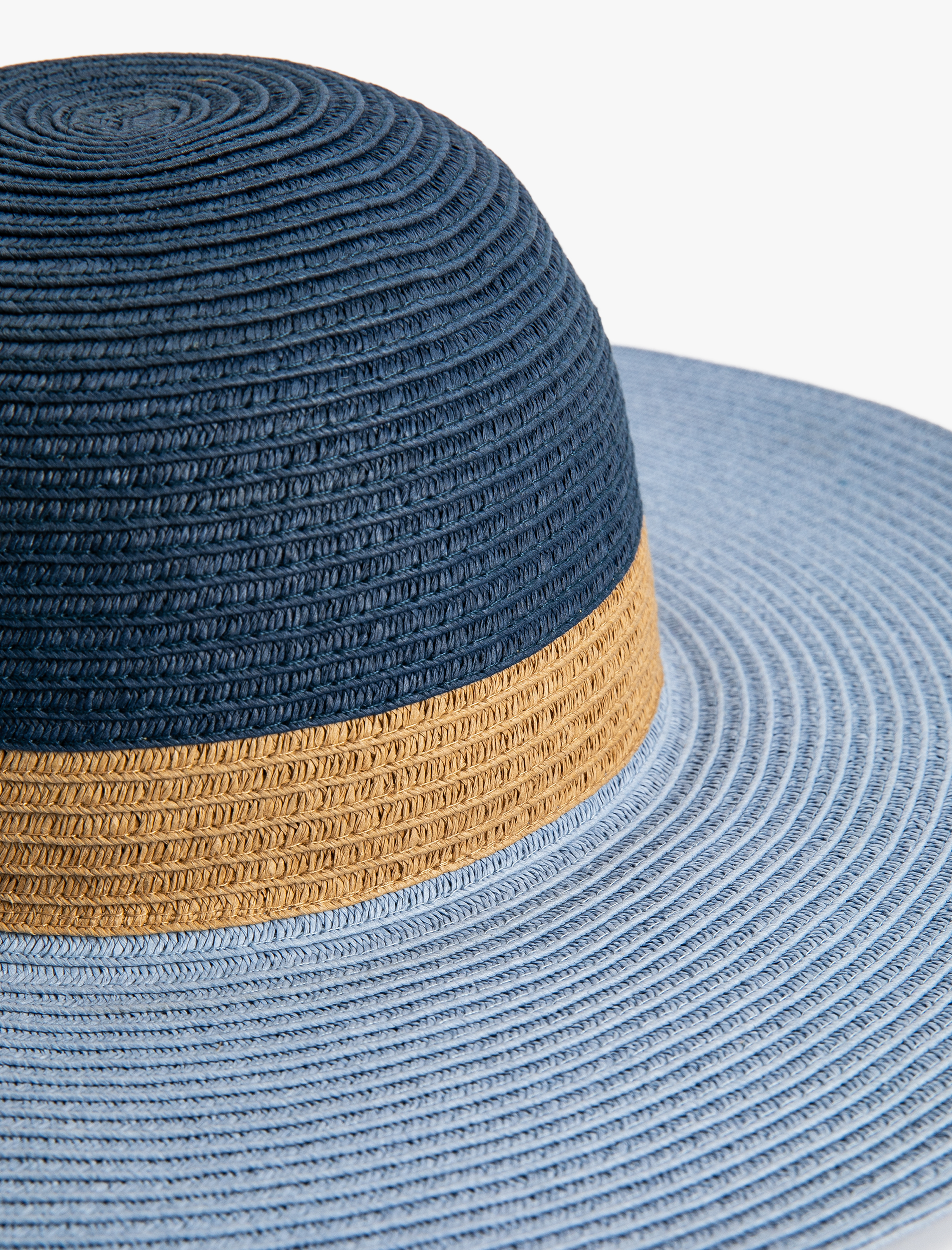  Kadın Fötr Hasır Şapka Renk Bloklu