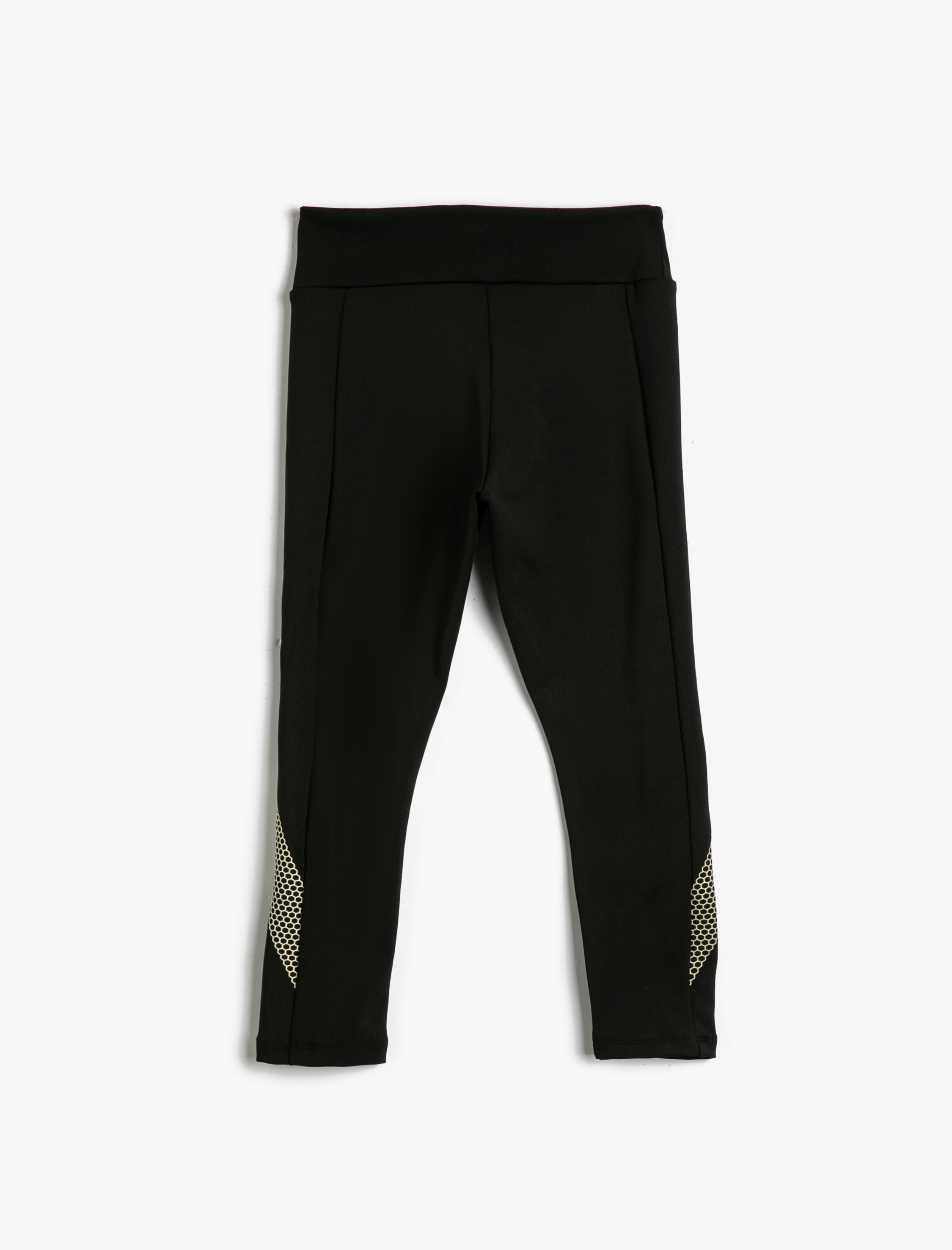  Kız Çocuk Spor Tayt Nervürlü Yüksek Bel Baskı Detaylı