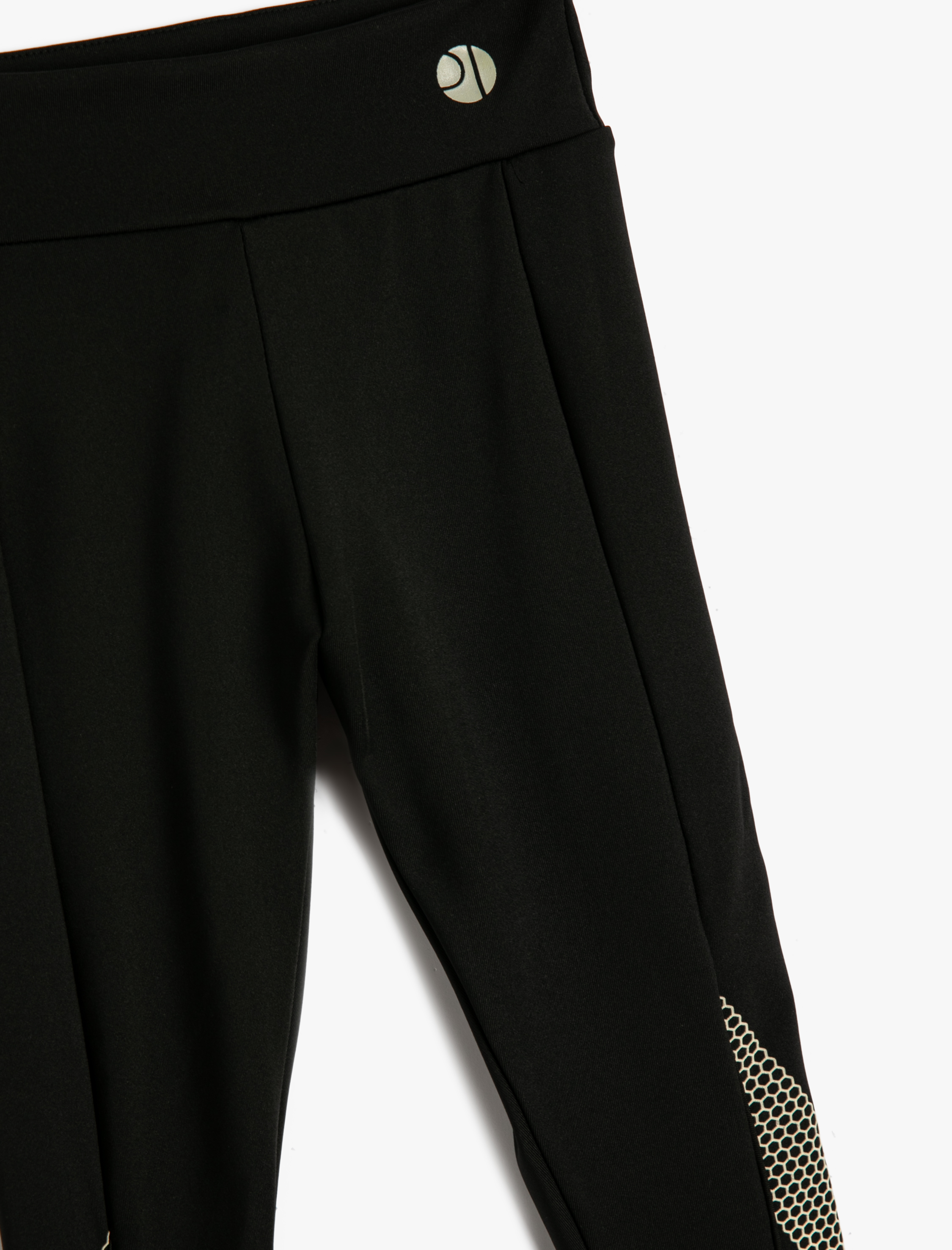  Kız Çocuk Spor Tayt Nervürlü Yüksek Bel Baskı Detaylı