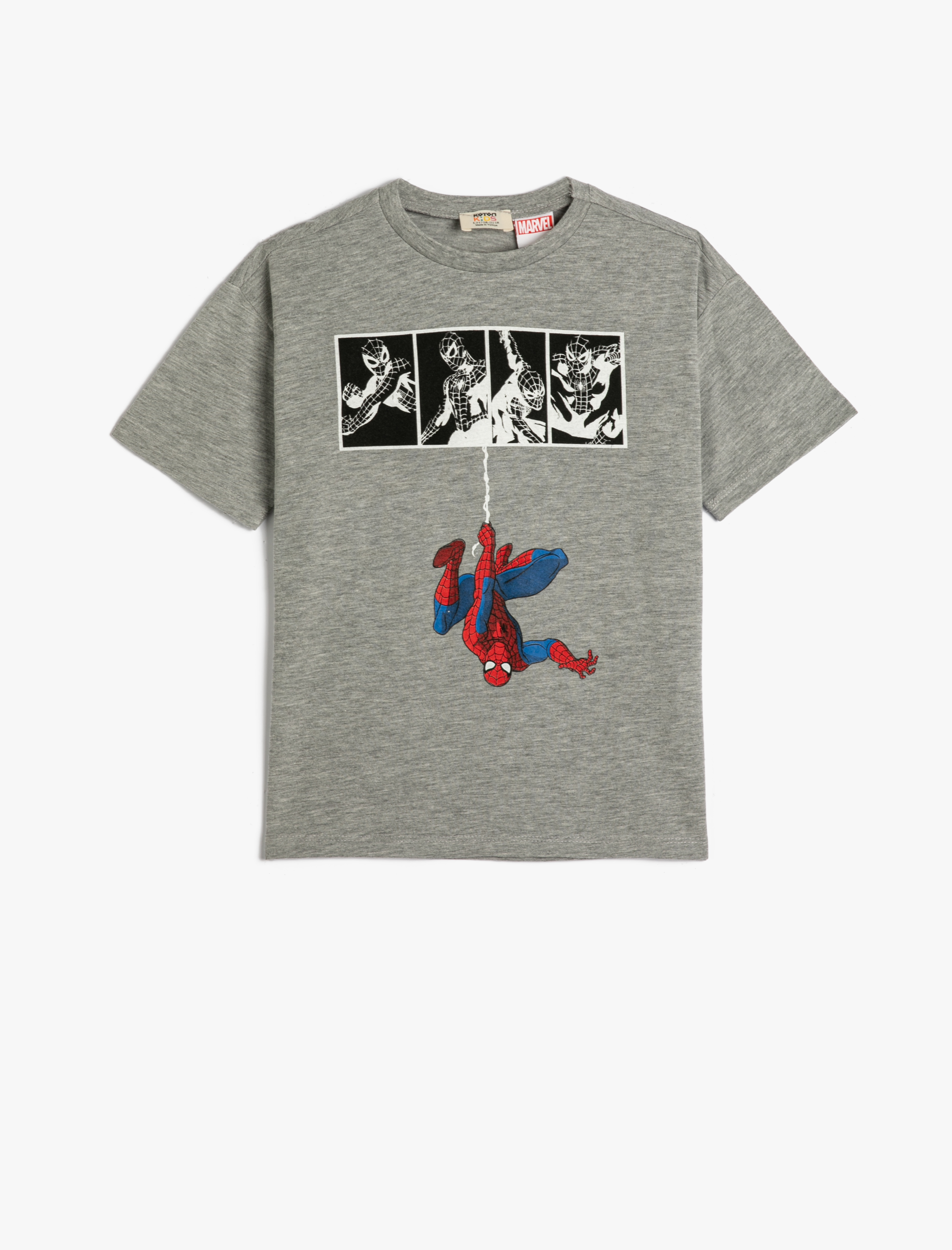  Erkek Çocuk Örümcek Adam Tişört Lisanslı Kısa Kollu Bisiklet Yaka Pamuklu