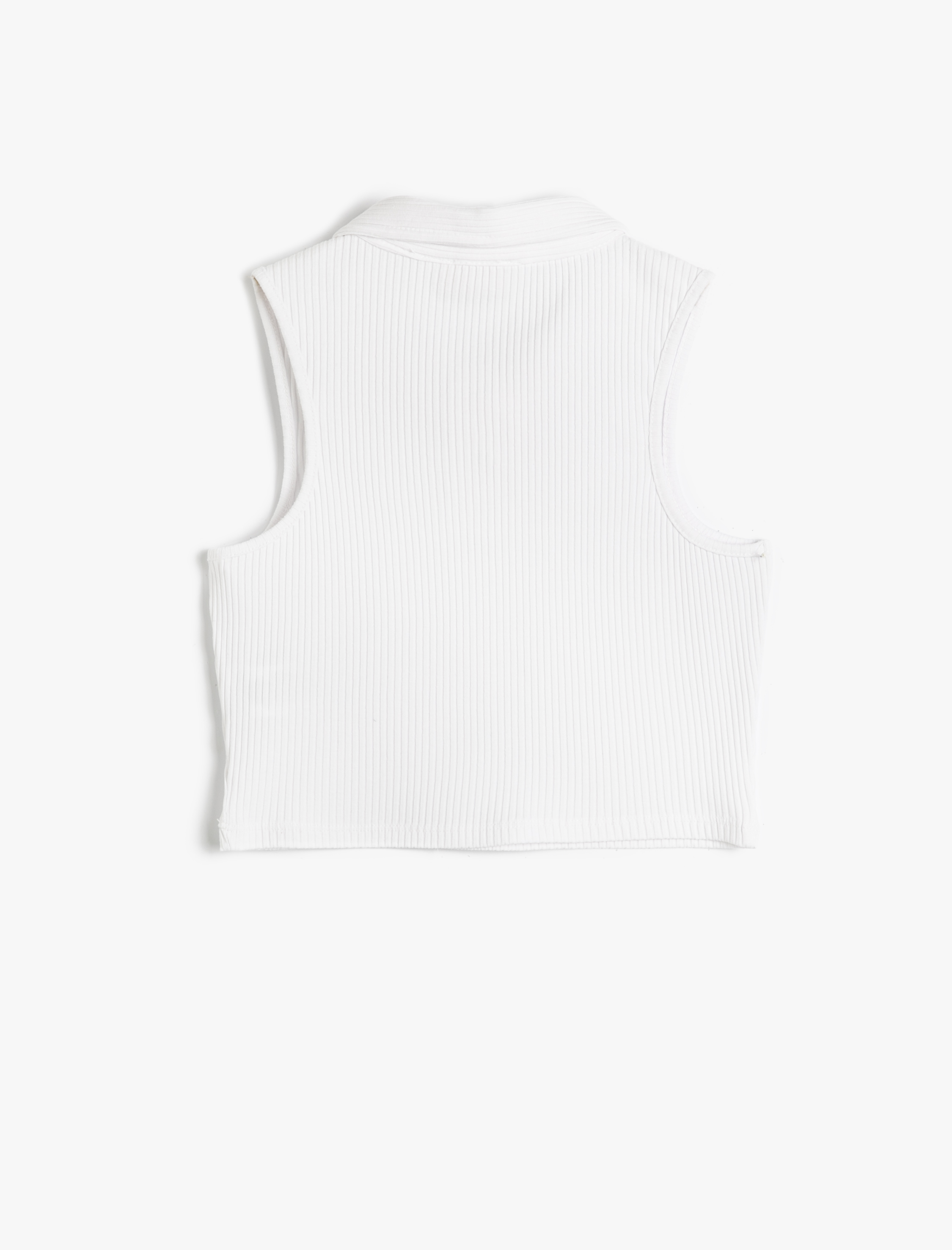  Kız Çocuk Polo Yaka Crop Üst Kolsuz Pamuklu Ribanalı