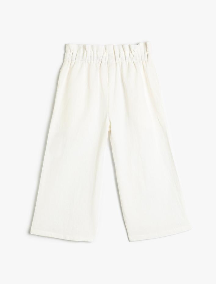 Kız Çocuk Bol Paça Pantolon Beli Lastikli Pamuklu Rahat Kesim