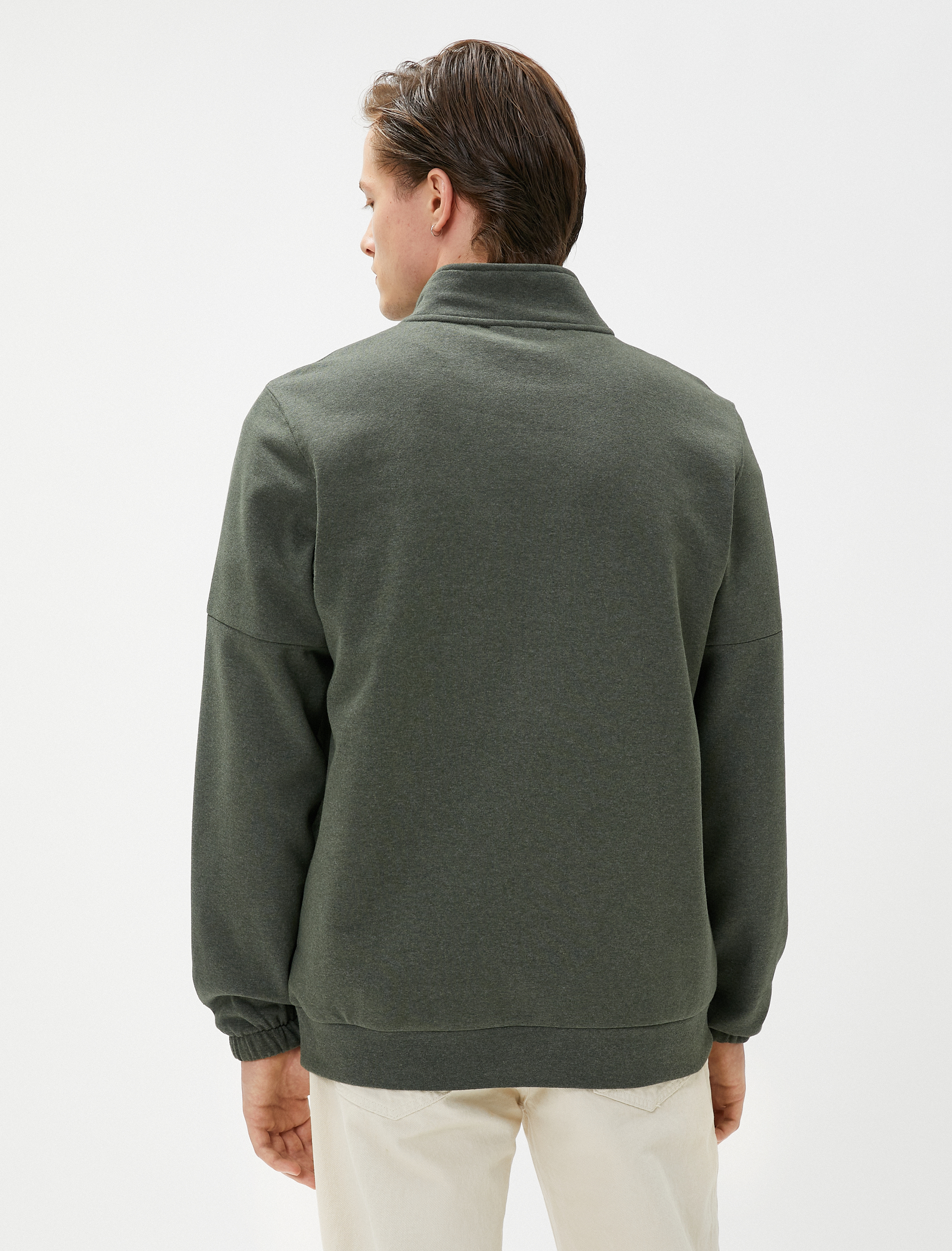   Basic Sweat Yarım Fermuarlı Dik Yaka Uzun Kollu Şardonlu