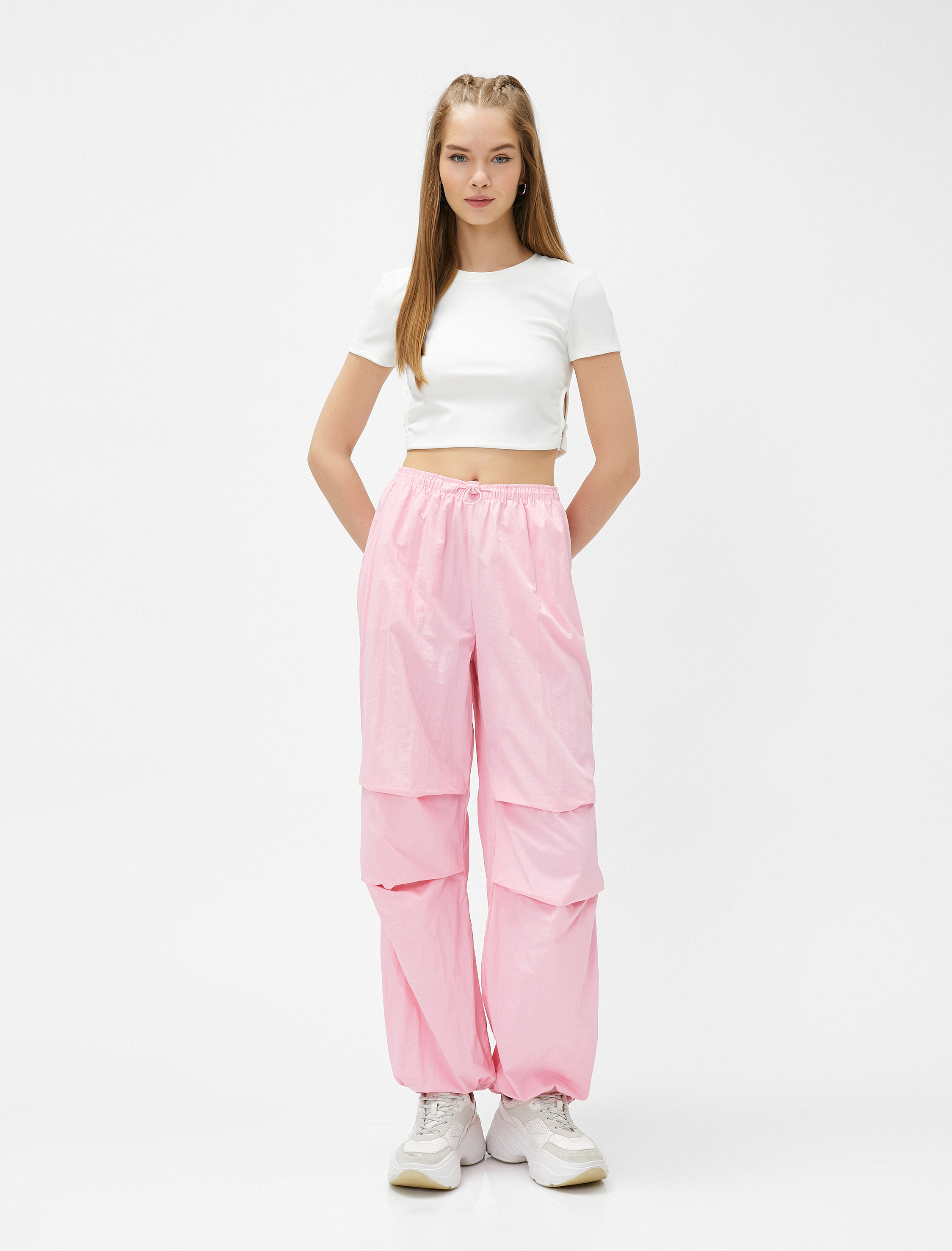   Basic Crop Tişört Pencere Detaylı Bisiklet Yaka