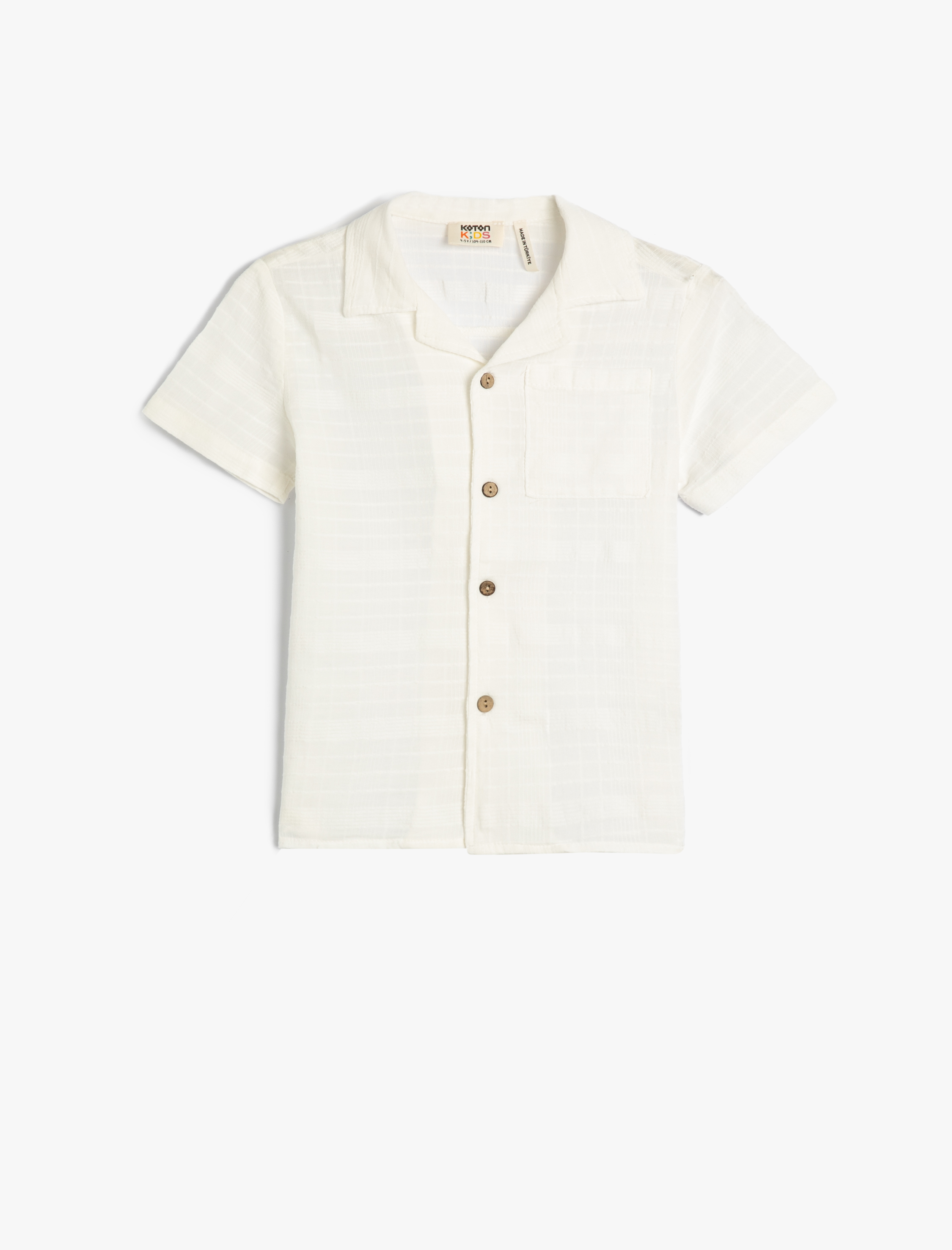  Erkek Çocuk Gömlek Kısa Kollu Cep Detaylı Pamuklu